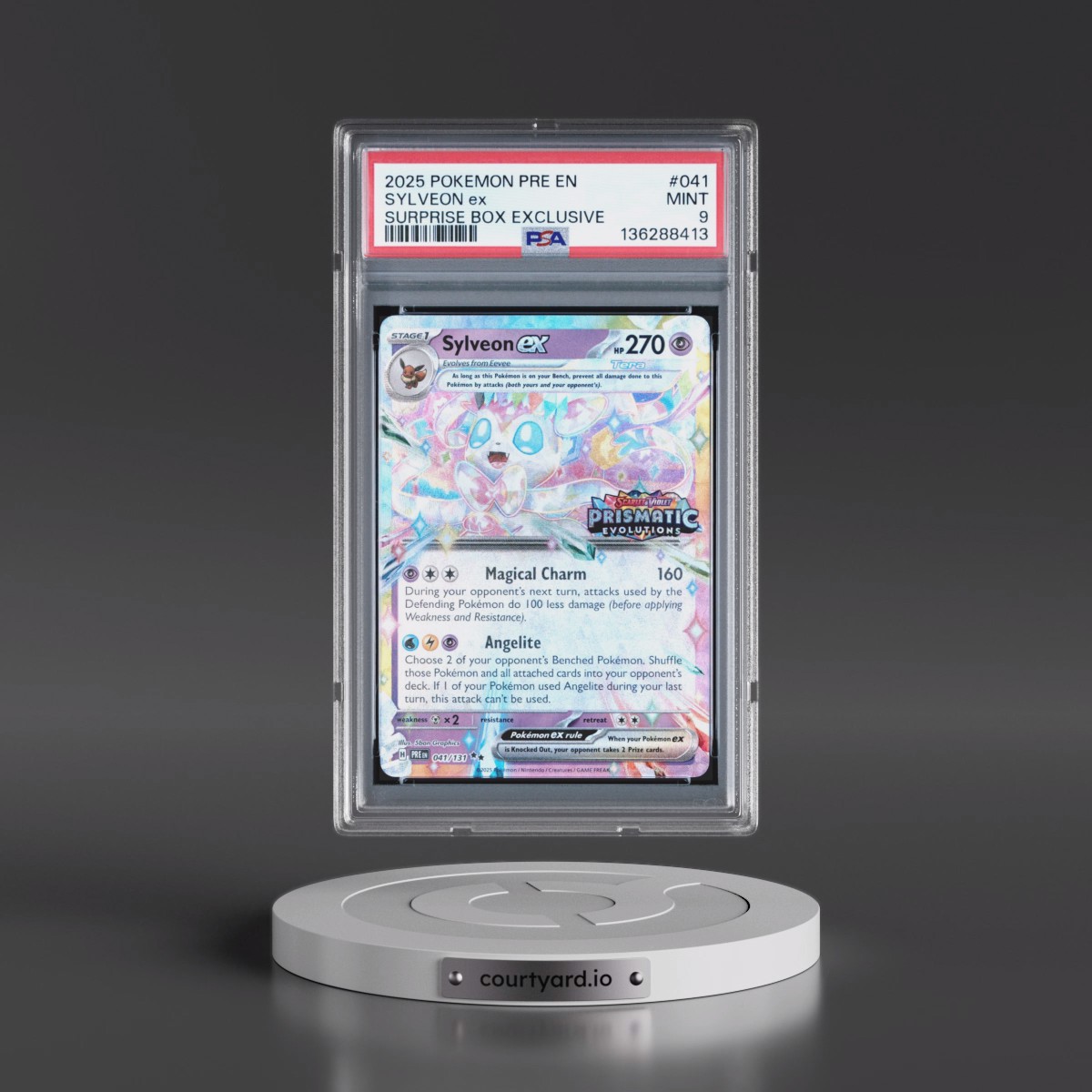 2025 Pokémon Pre EN-Prismatic Evolutions #041 Sylveon EX - Holo Surprise Box Exclusive (PSA 9 MINT)