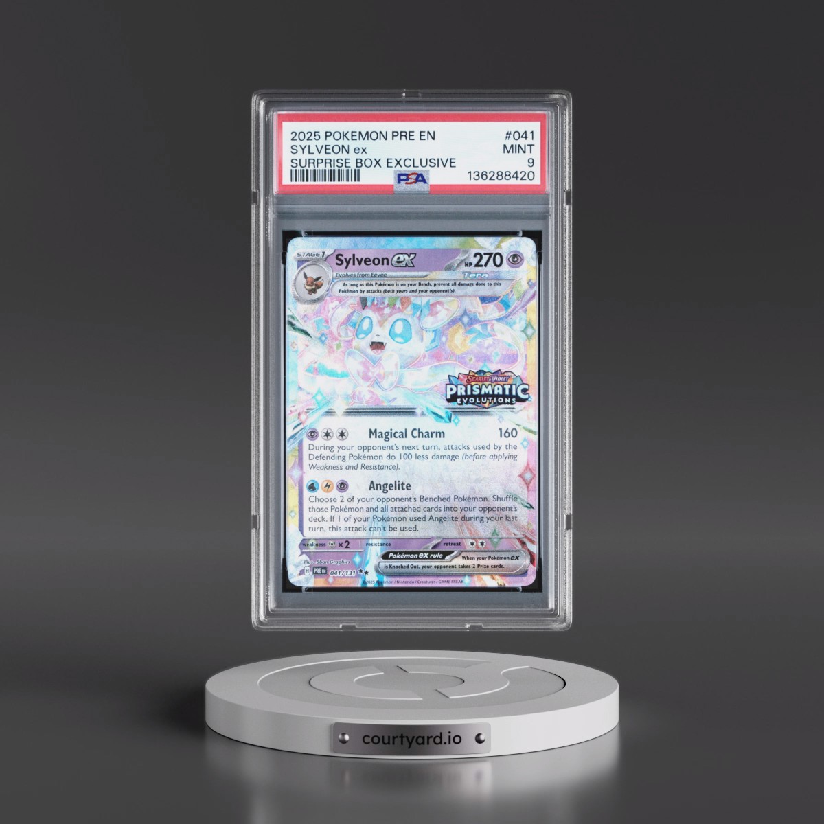 2025 Pokémon Pre EN-Prismatic Evolutions #041 Sylveon EX - Holo Surprise Box Exclusive (PSA 9 MINT)