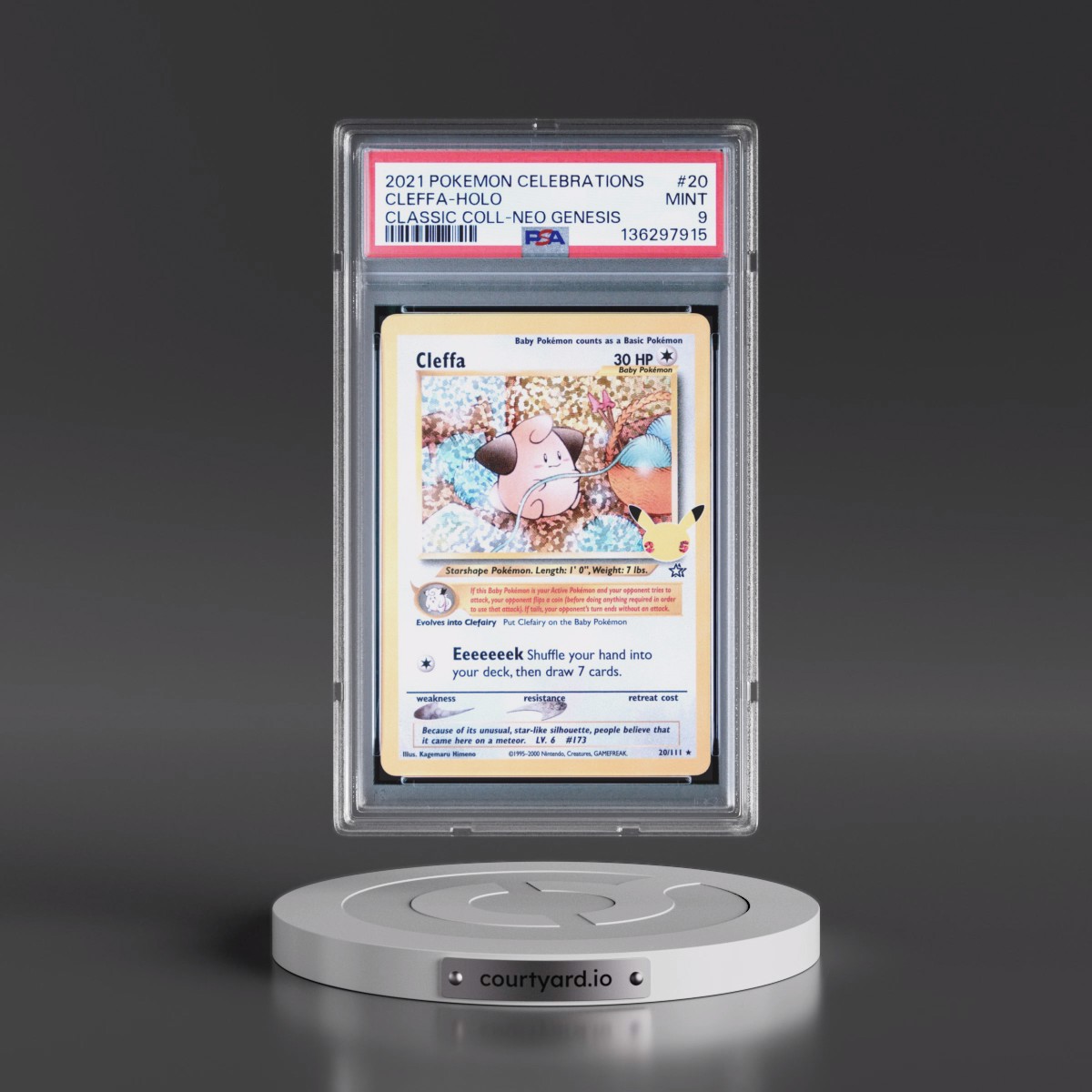 2021 Pokémon Celebrations Classic Collection #20 Cleffa - Holo (PSA 9 MINT)