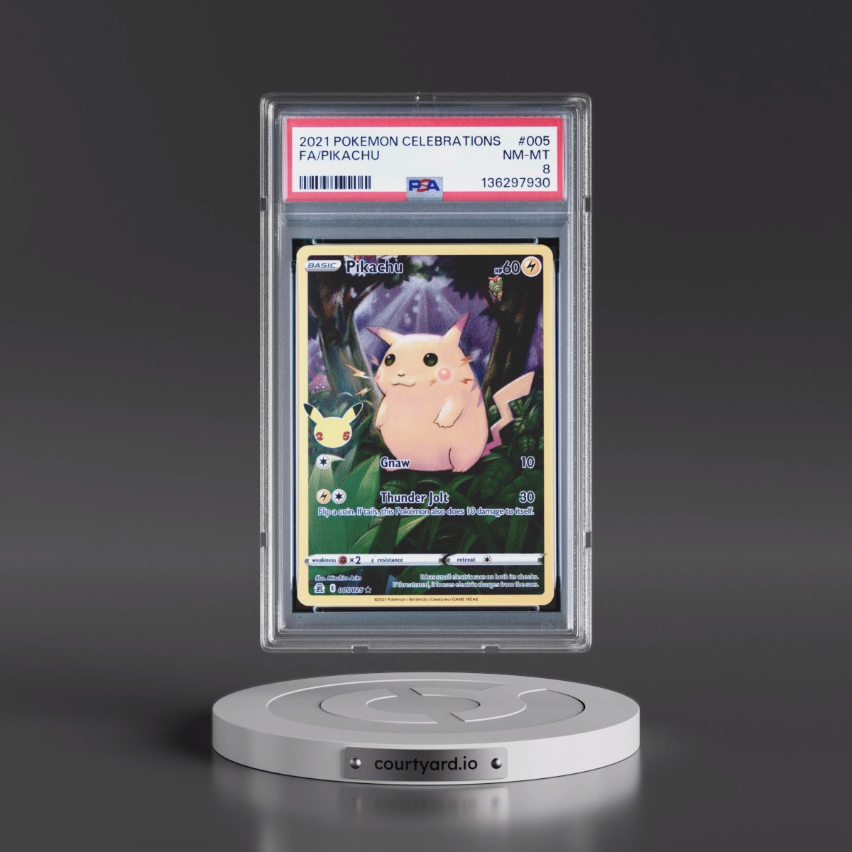 2021 Pokémon Celebrations #005 Pikachu - Full Art (PSA 8 NM-MT)
