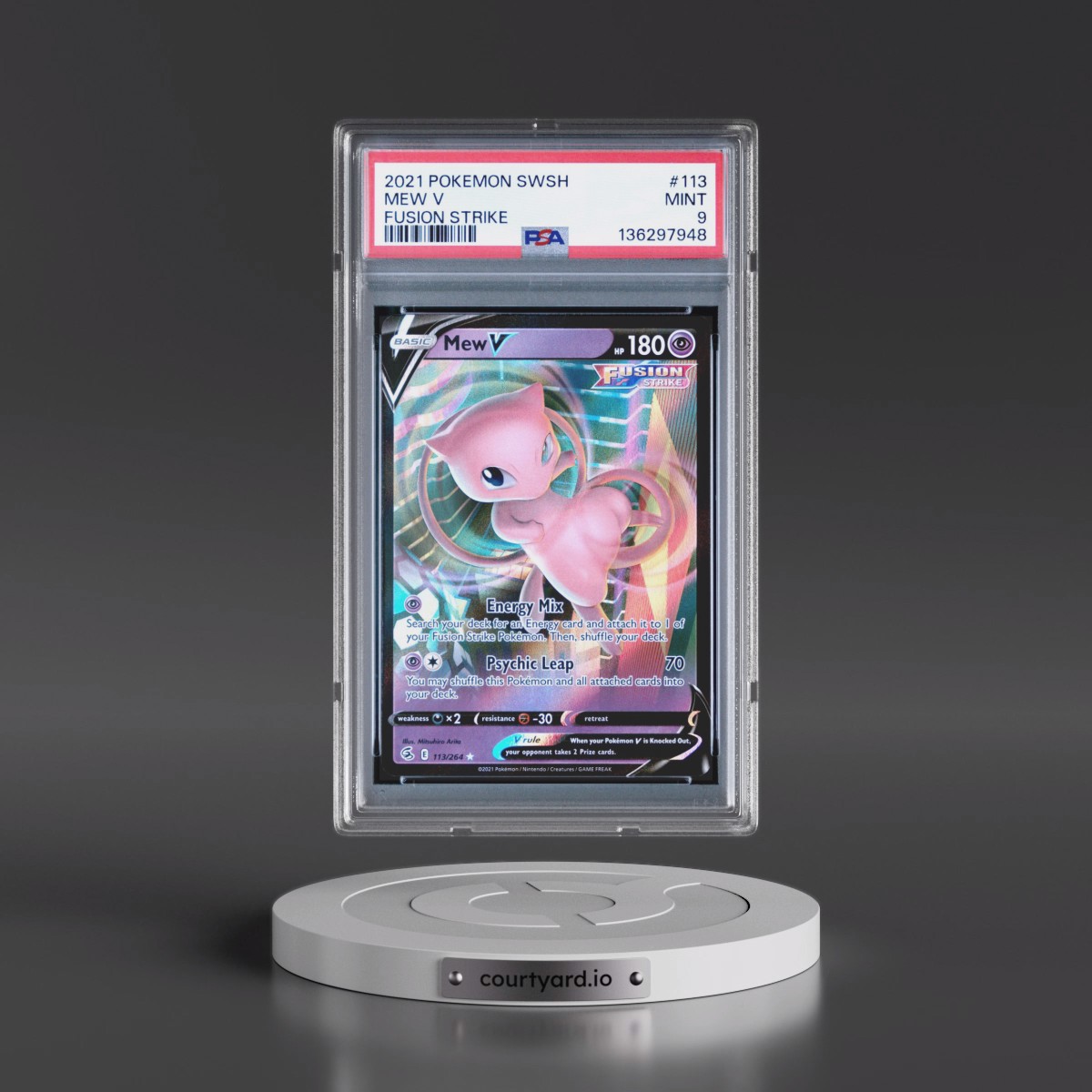 2021 Pokémon Sword & Shield Fusion Strike #113 Mew V - Holo (PSA 9 MINT)