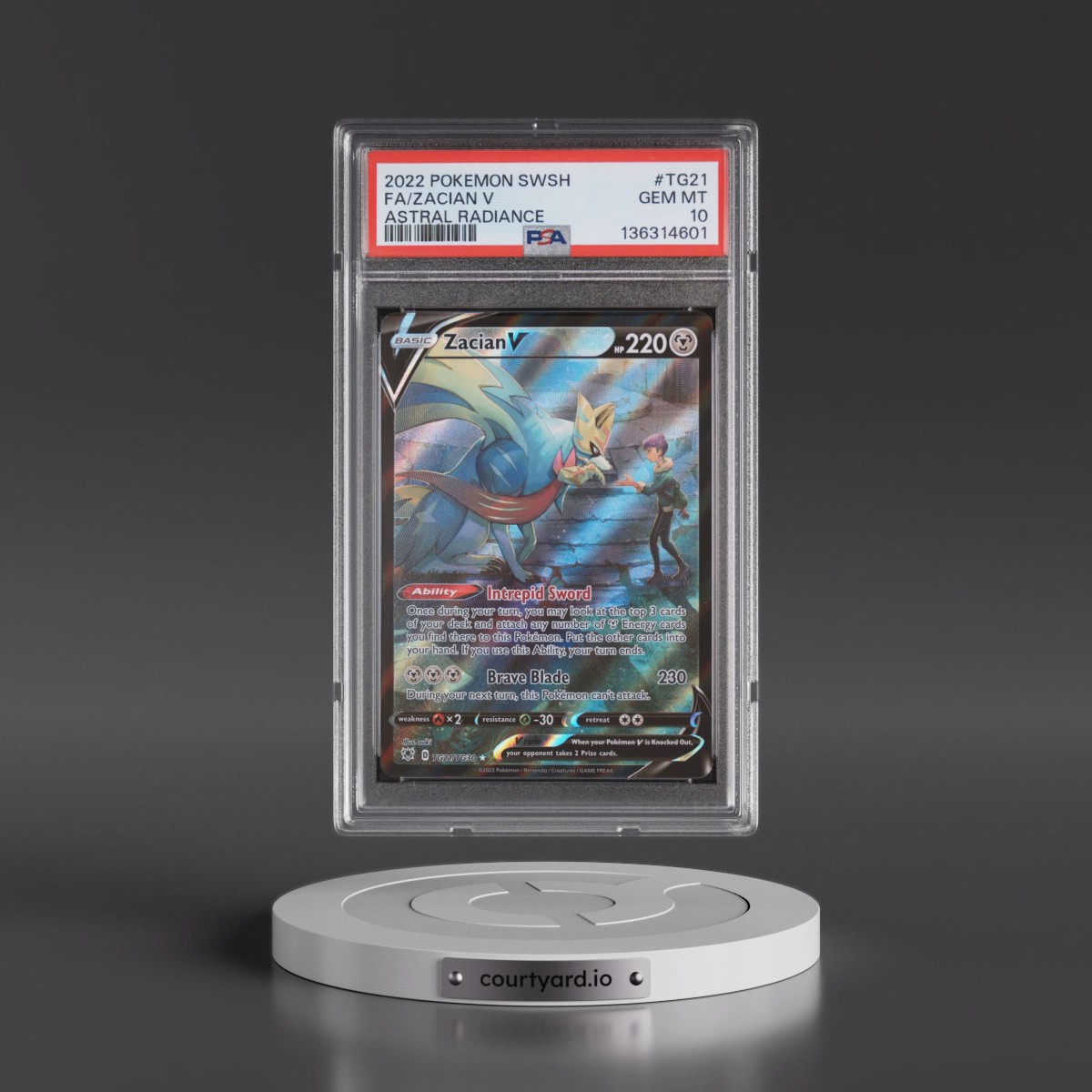 2022 Pokémon Sword & Shield Astral Radiance #TG21 Zacian V - Holo Full Art (PSA 10 GEM MINT)
