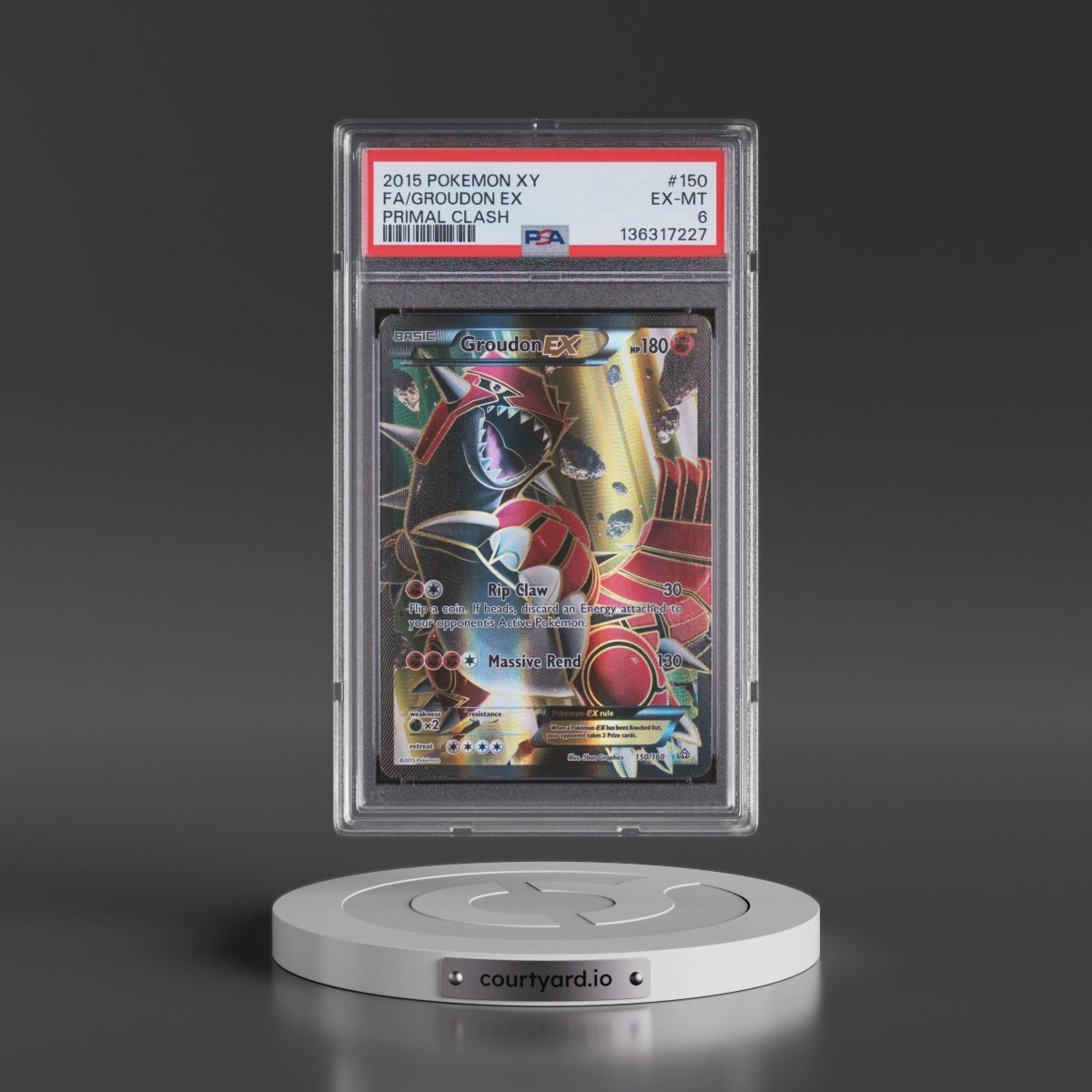 2015 Pokémon XY Primal Clash #150 Groudon EX - Holo Full Art (PSA 6 EX-MT)