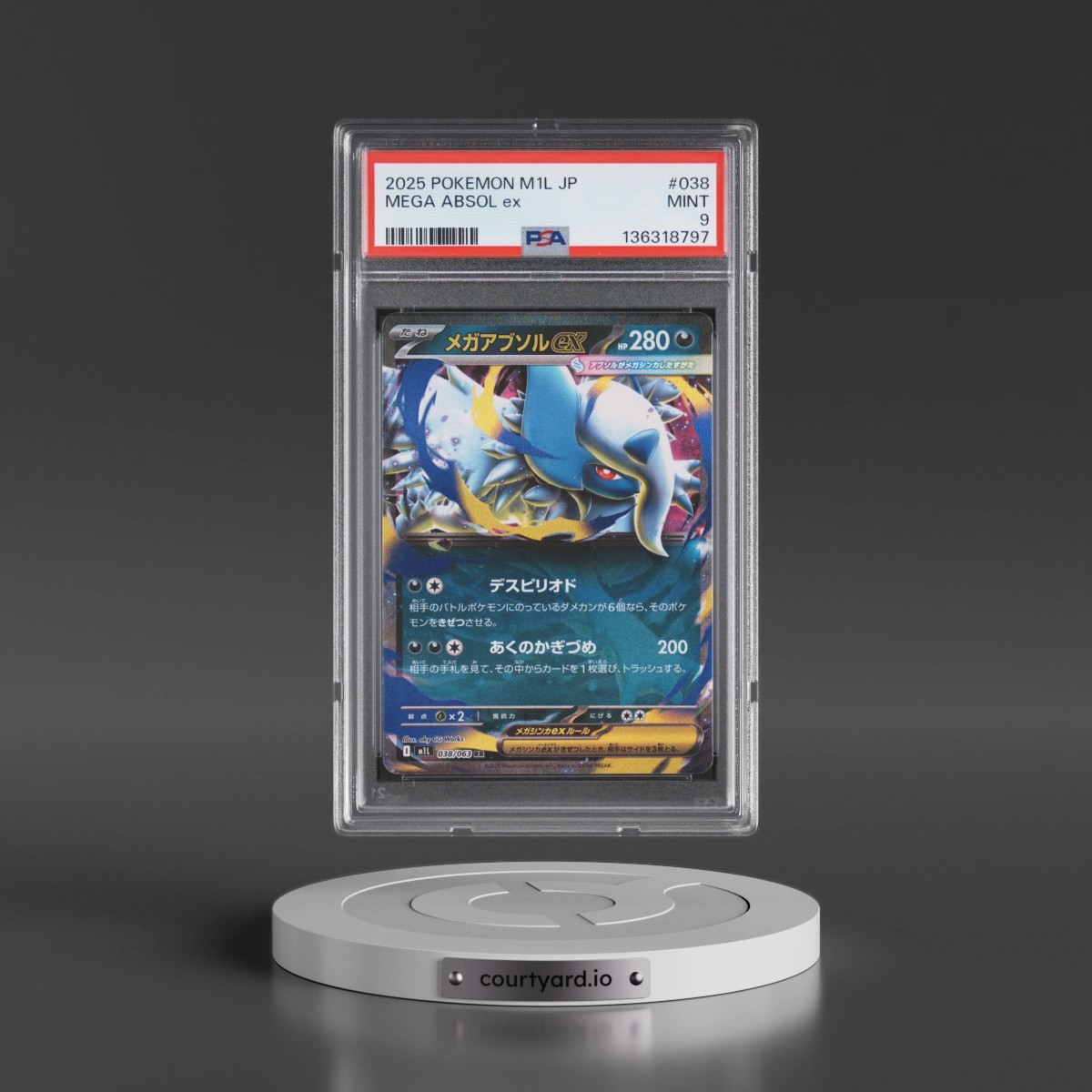 2025 Pokémon M1l-Mega Brave #038 Mega Absol EX - Holo (PSA 9 MINT)
