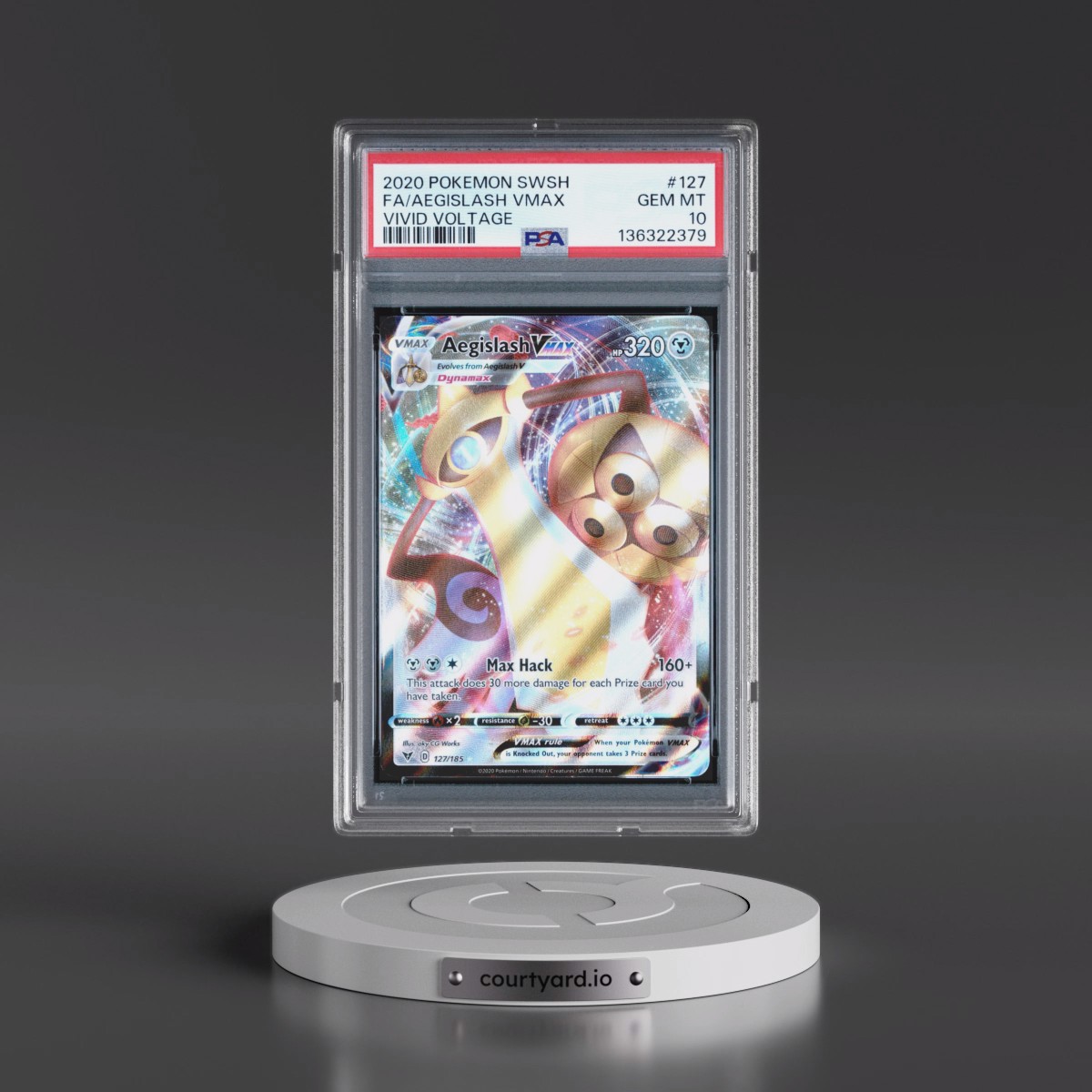 2020 Pokémon Sword & Shield Vivid Voltage #127 Aegislash Vmax - Full Art (PSA 10 GEM MINT)