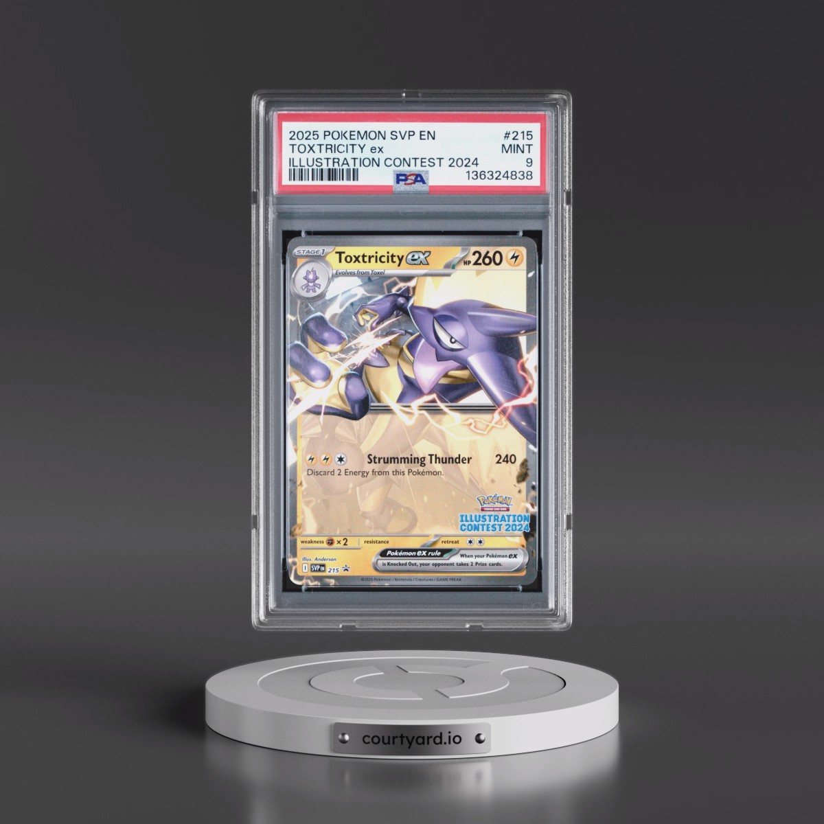 2025 Pokémon Svp EN-SV Black Star Promo #215 Toxtricity EX - Holo Illustration Contest 2024 (PSA 9 MINT)