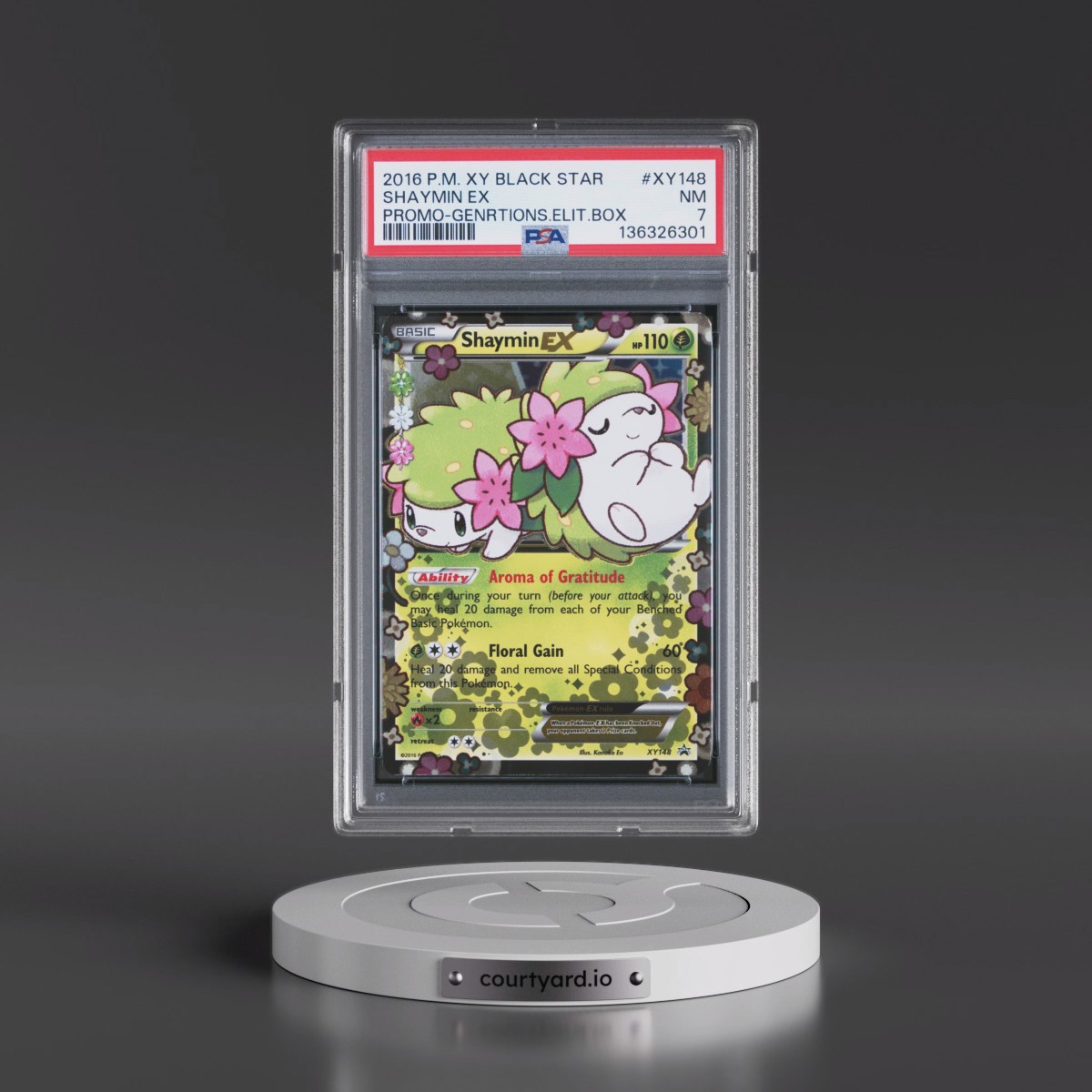 2016 Pokémon XY Black Star Promo #XY148 Shaymin EX - Holo Generations Elite Trainer Box (PSA 7 NM)