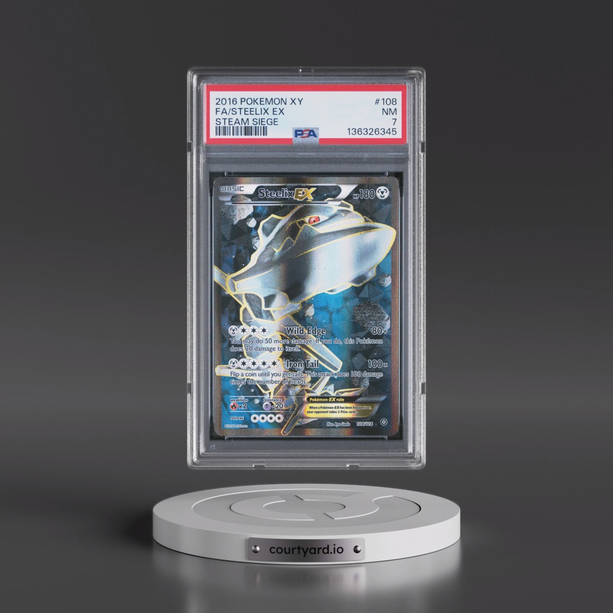 2016 Pokémon XY Steam Siege #108 Steelix EX - Holo Full Art (PSA 7 NM)