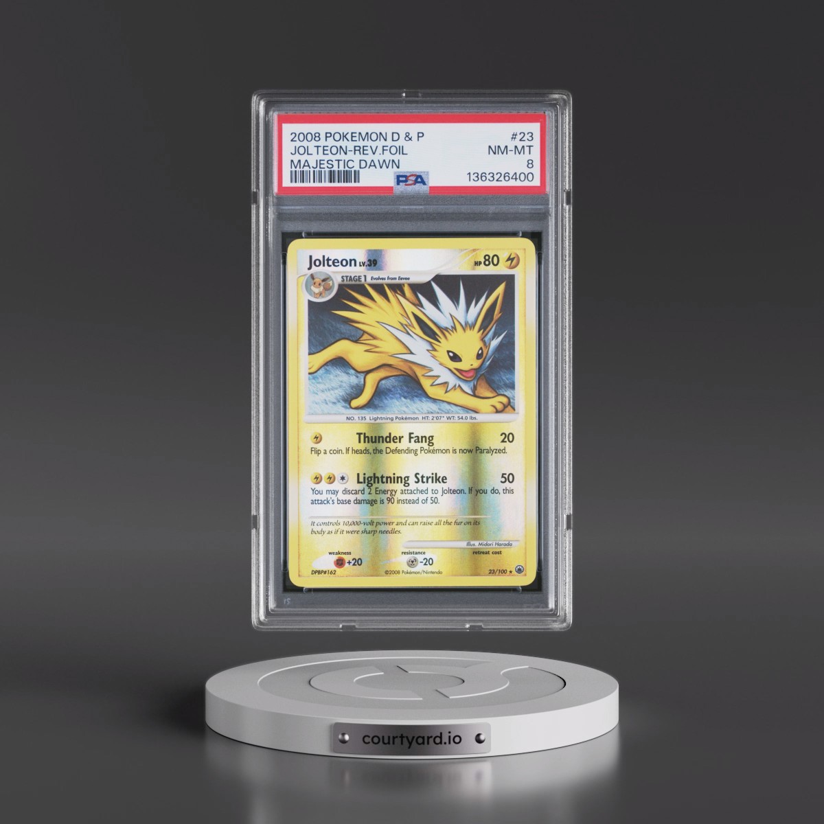 2008 Pokémon Diamond & Pearl Majestic Dawn #23 Jolteon - Reverse Foil (PSA 8 NM-MT)