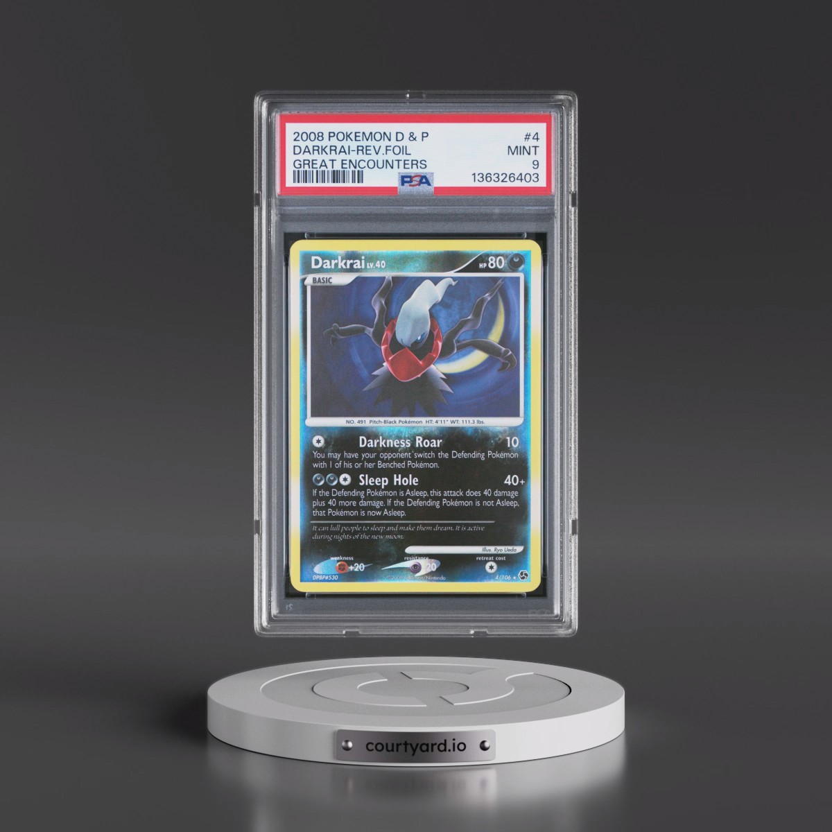 2008 Pokémon Diamond & Pearl Great Encounters #4 Darkrai - Reverse Foil (PSA 9 MINT)