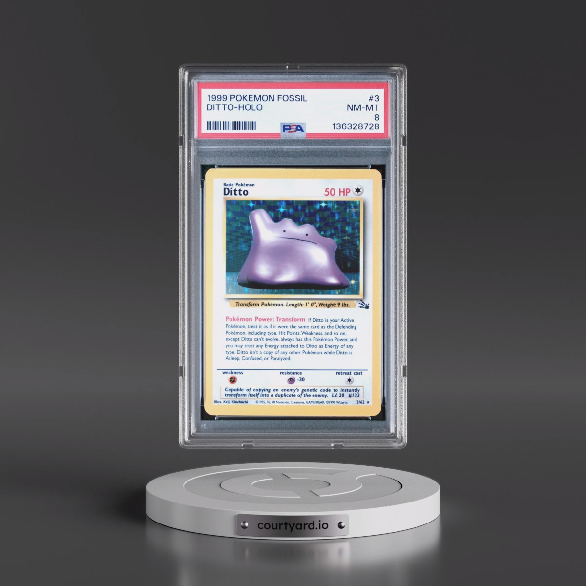 1999 Pokémon Fossil #3 Ditto - Holo (PSA 8 NM-MT)