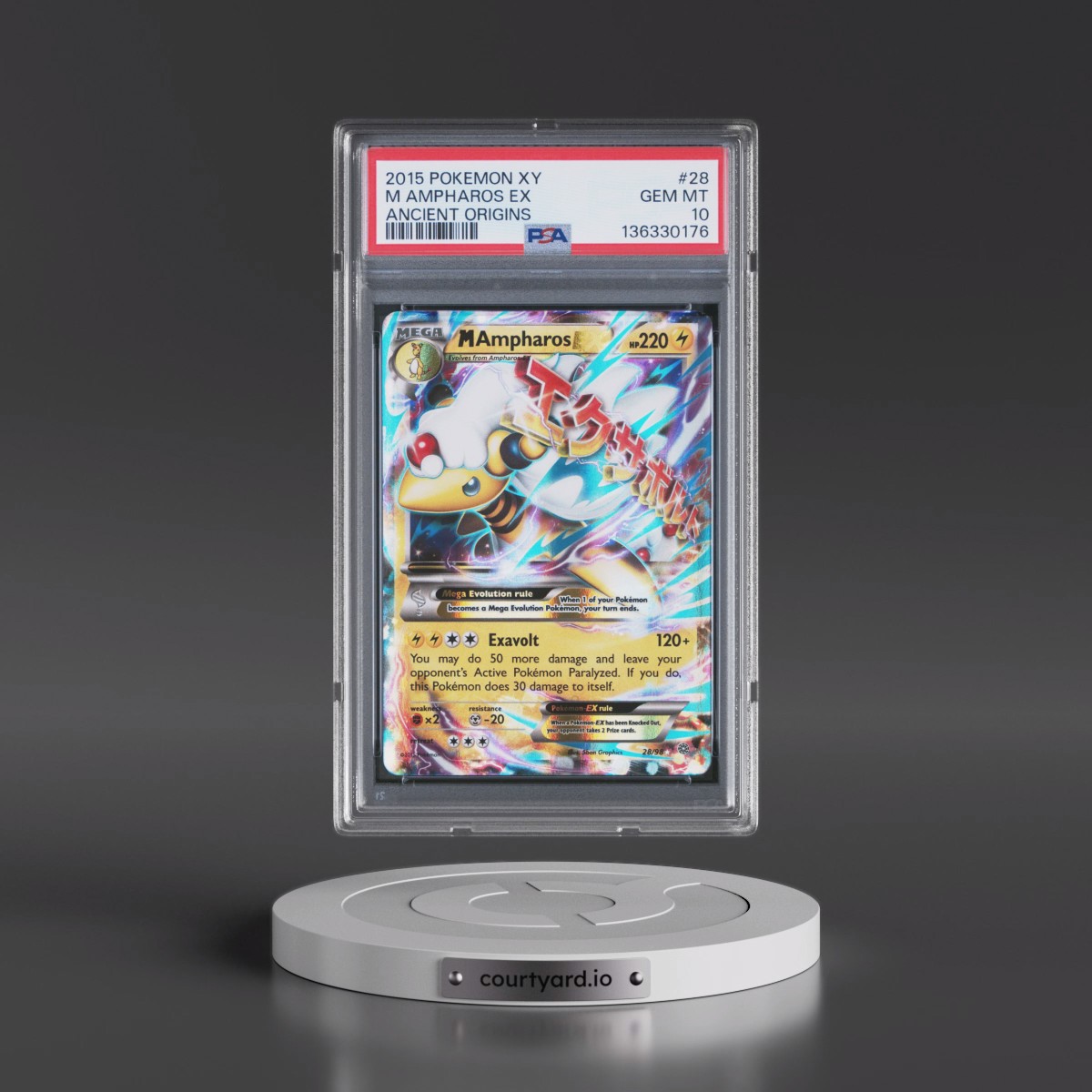2015 Pokémon XY Ancient Origins #28 M Ampharos EX - Holo (PSA 10 GEM MINT)