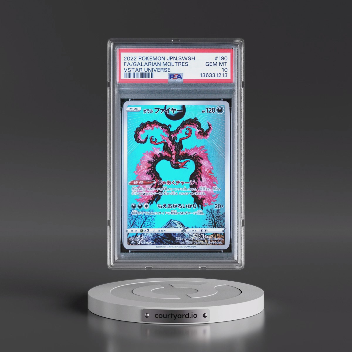 2022 Pokémon Sword & Shield Vstar Universe #190 Galarian Moltres - Full Art (PSA 10 GEM MINT)