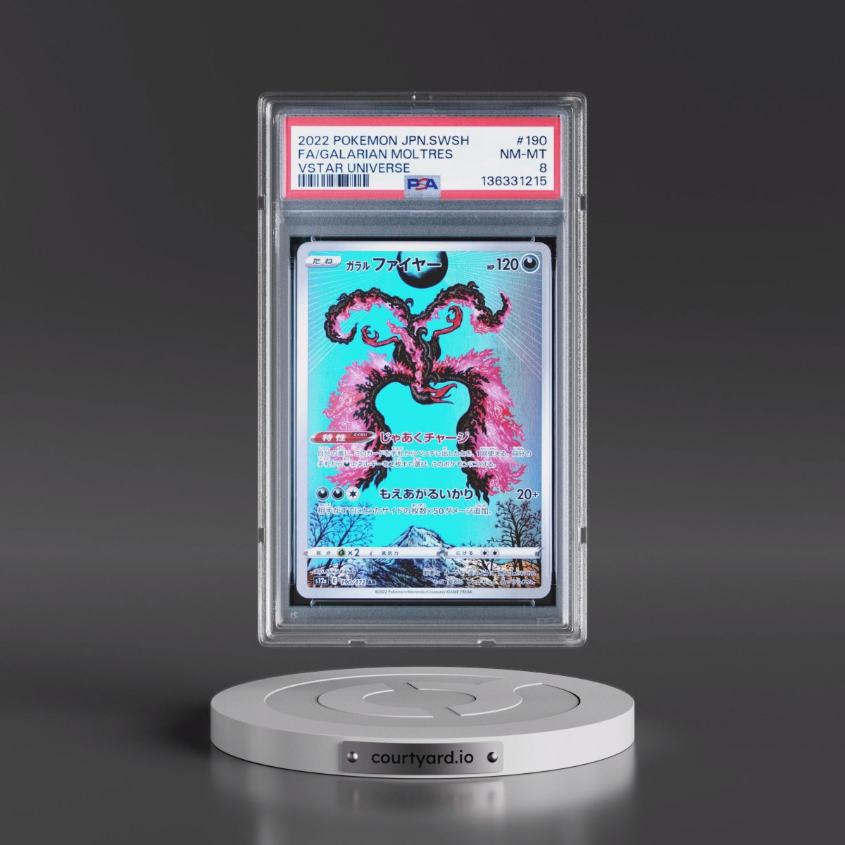 2022 Pokémon Sword & Shield Vstar Universe #190 Galarian Moltres - Full Art (PSA 8 NM-MT)