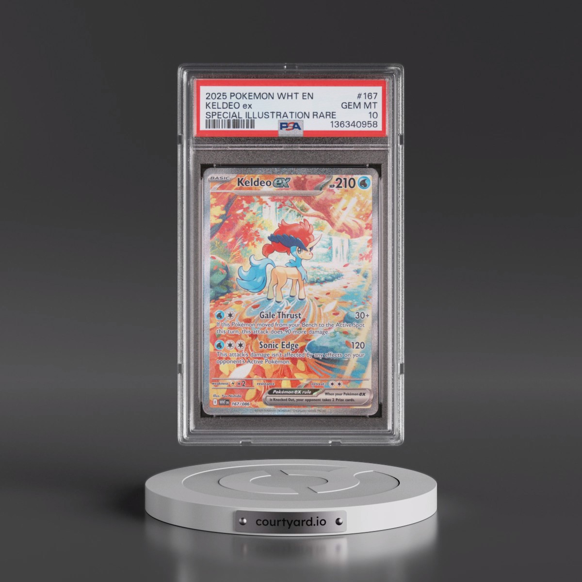 2025 Pokémon Wht EN-White Flare #167 Keldeo EX - Holo Special Illustration Rare (PSA 10 GEM MINT)