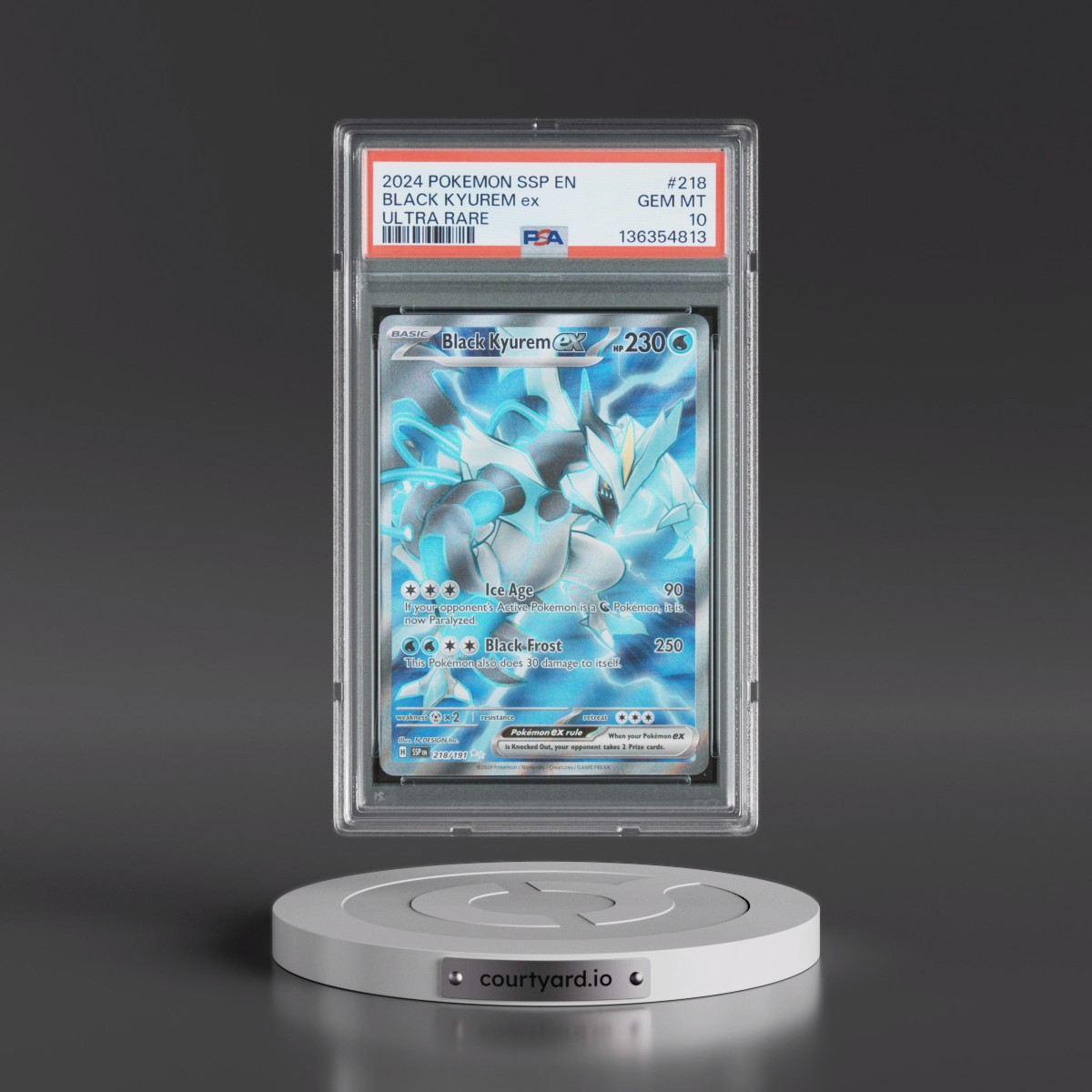 2024 Pokémon Ssp EN-Surging Sparks #218 Black Kyurem EX - Holo Ultra Rare (PSA 10 GEM MINT)
