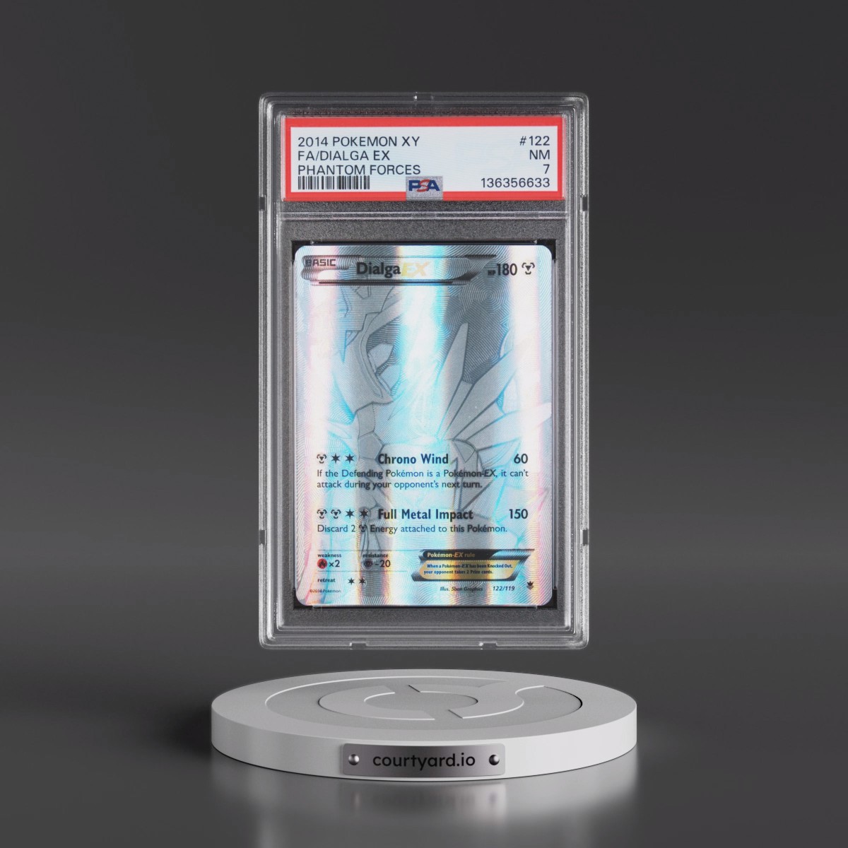 2014 Pokémon XY Phantom Forces #122 Dialga EX - Holo Full Art (PSA 7 NM)