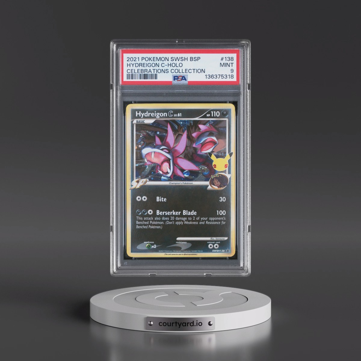 2021 Pokémon Swsh Black Star Promo #138 Hydreigon C - Holo Celebrations Collection (PSA 9 MINT)