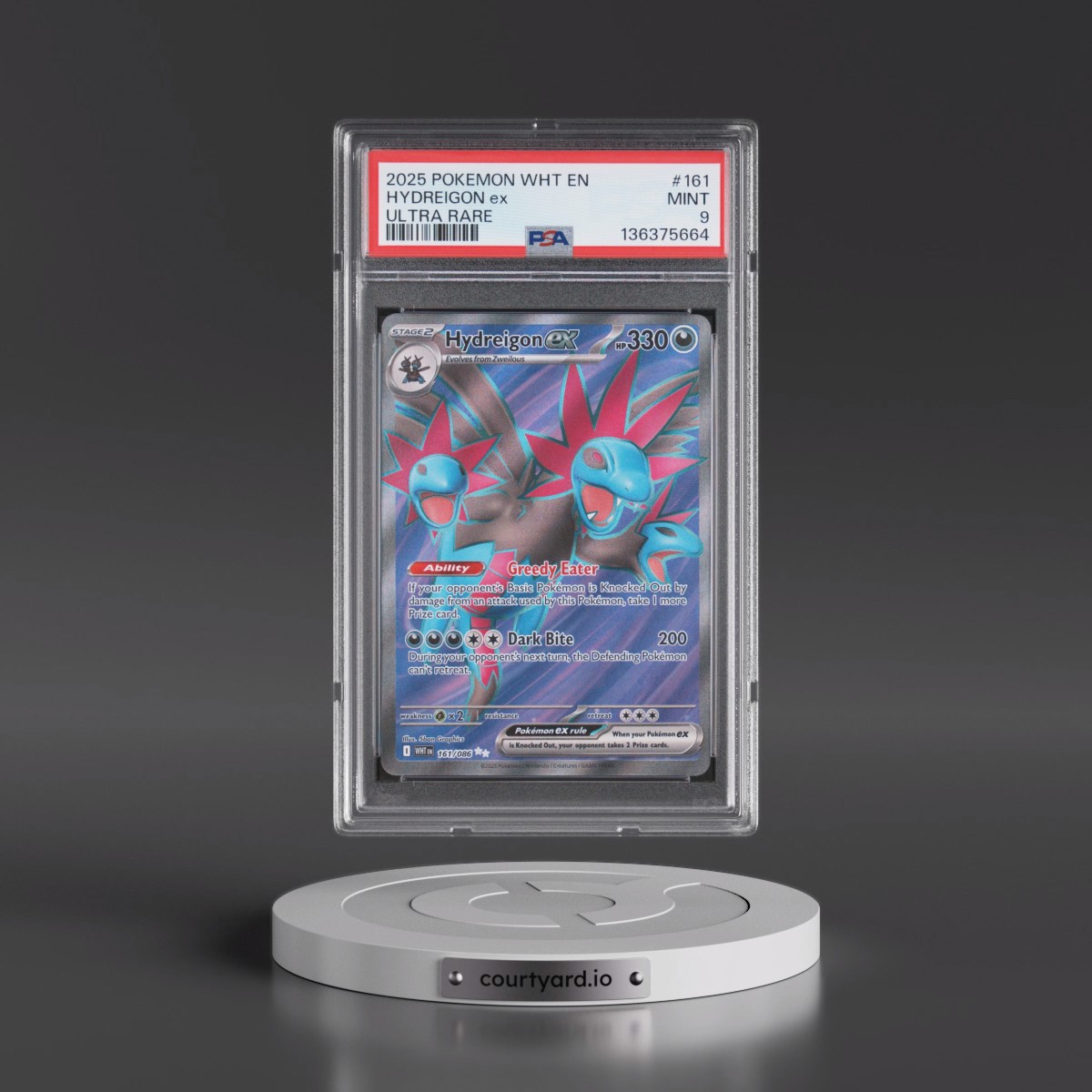 2025 Pokémon Wht EN-White Flare #161 Hydreigon EX - Holo Ultra Rare (PSA 9 MINT)
