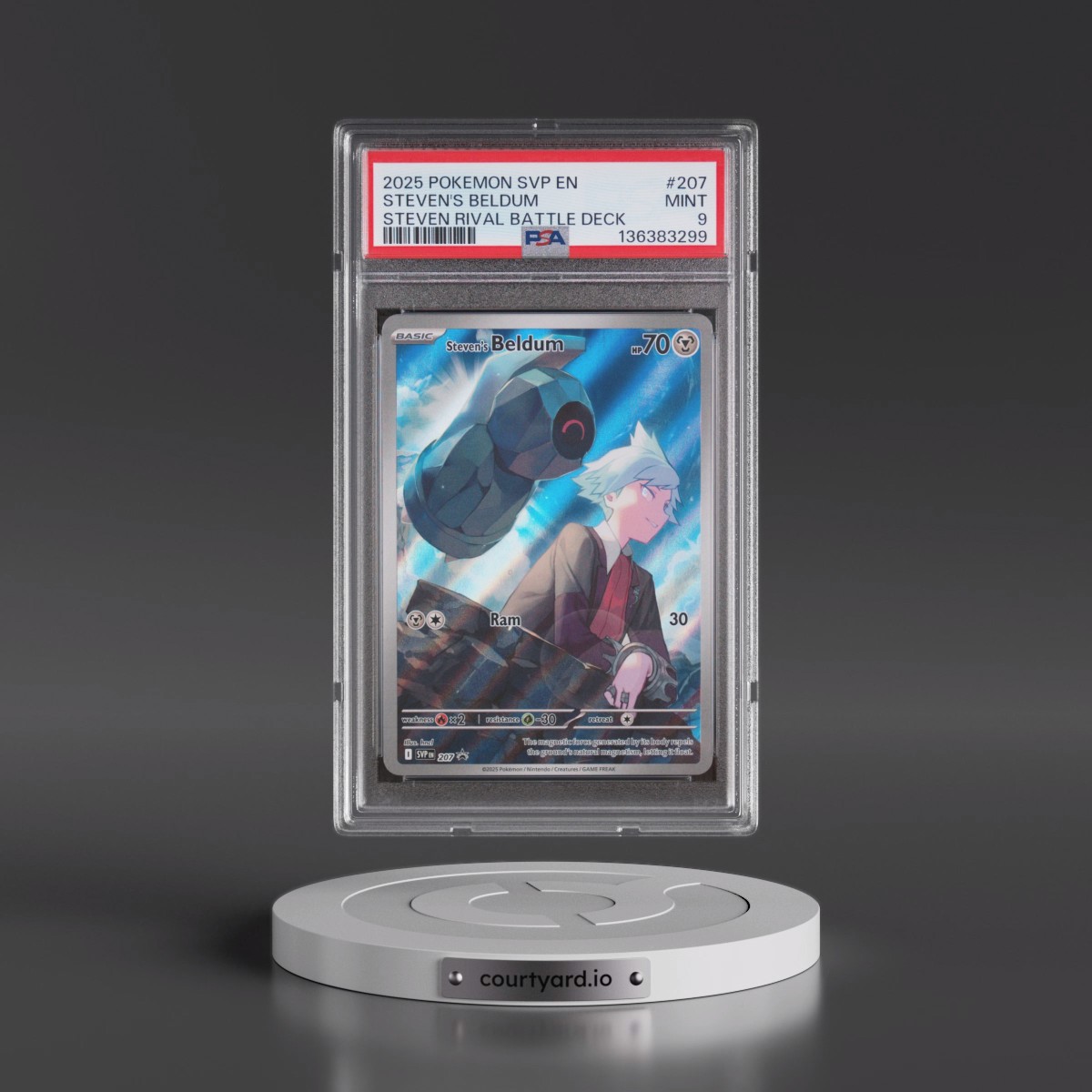 2025 Pokémon Svp EN-SV Black Star Promo #207 Steven's Beldum - Steven Rival Battle Deck (PSA 9 MINT)