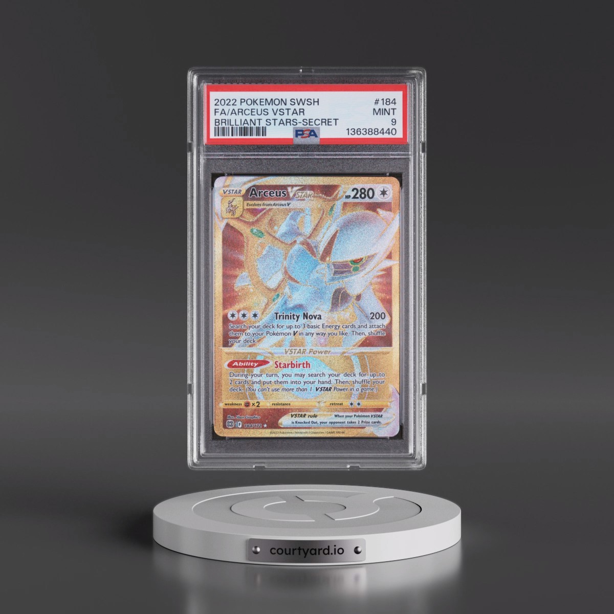 2022 Pokémon Sword & Shield Brilliant Stars #184 Arceus Vstar - Full Art Secret (PSA 9 MINT)