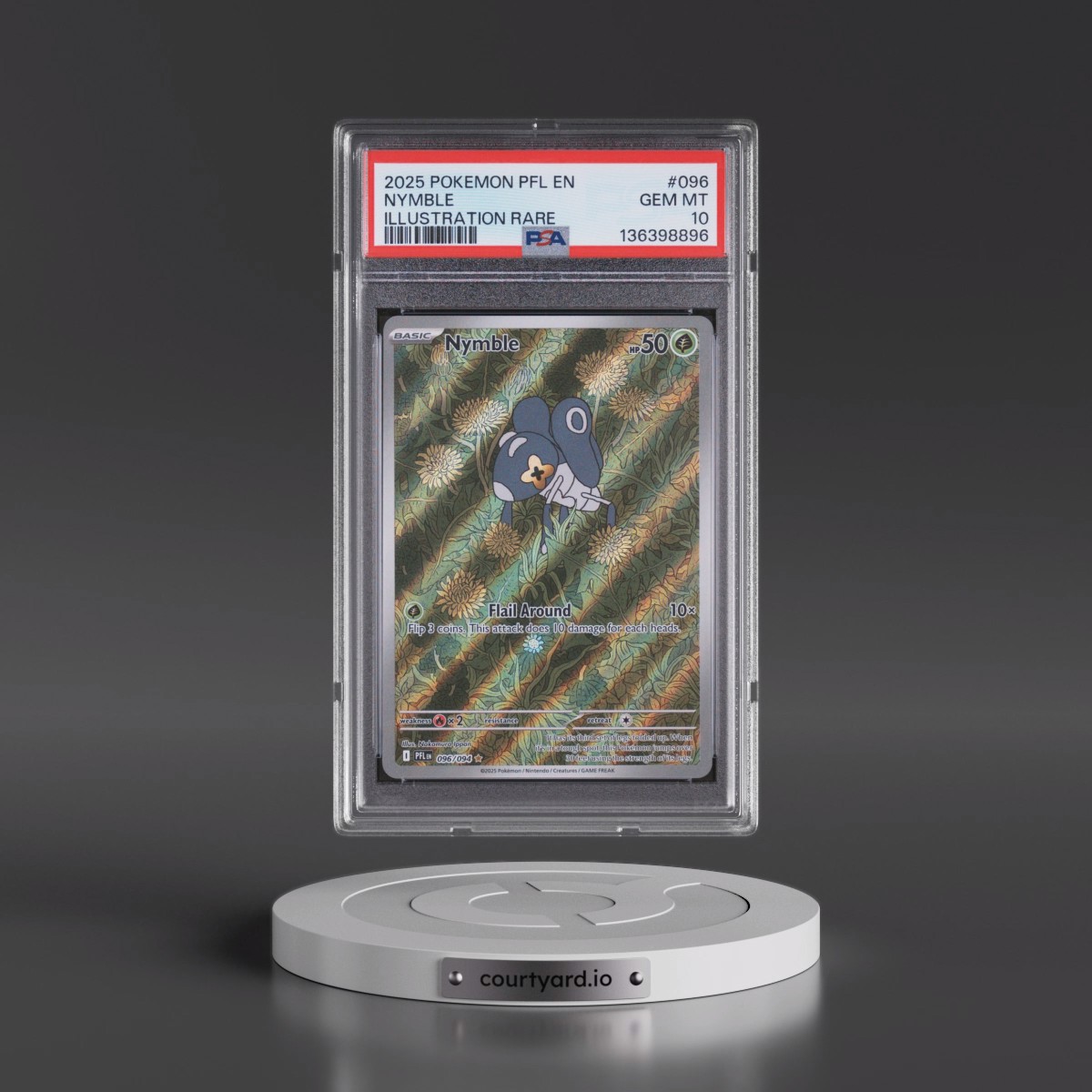 2025 Pokémon Pfl EN-Phantasmal Flames #096 Nymble - Illustration Rare (PSA 10 GEM MINT)