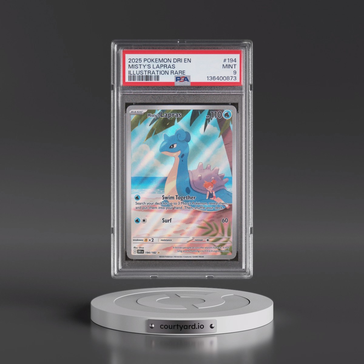 2025 Pokémon Dri EN-Destined Rivals #194 Misty's Lapras - Illustration Rare (PSA 9 MINT)