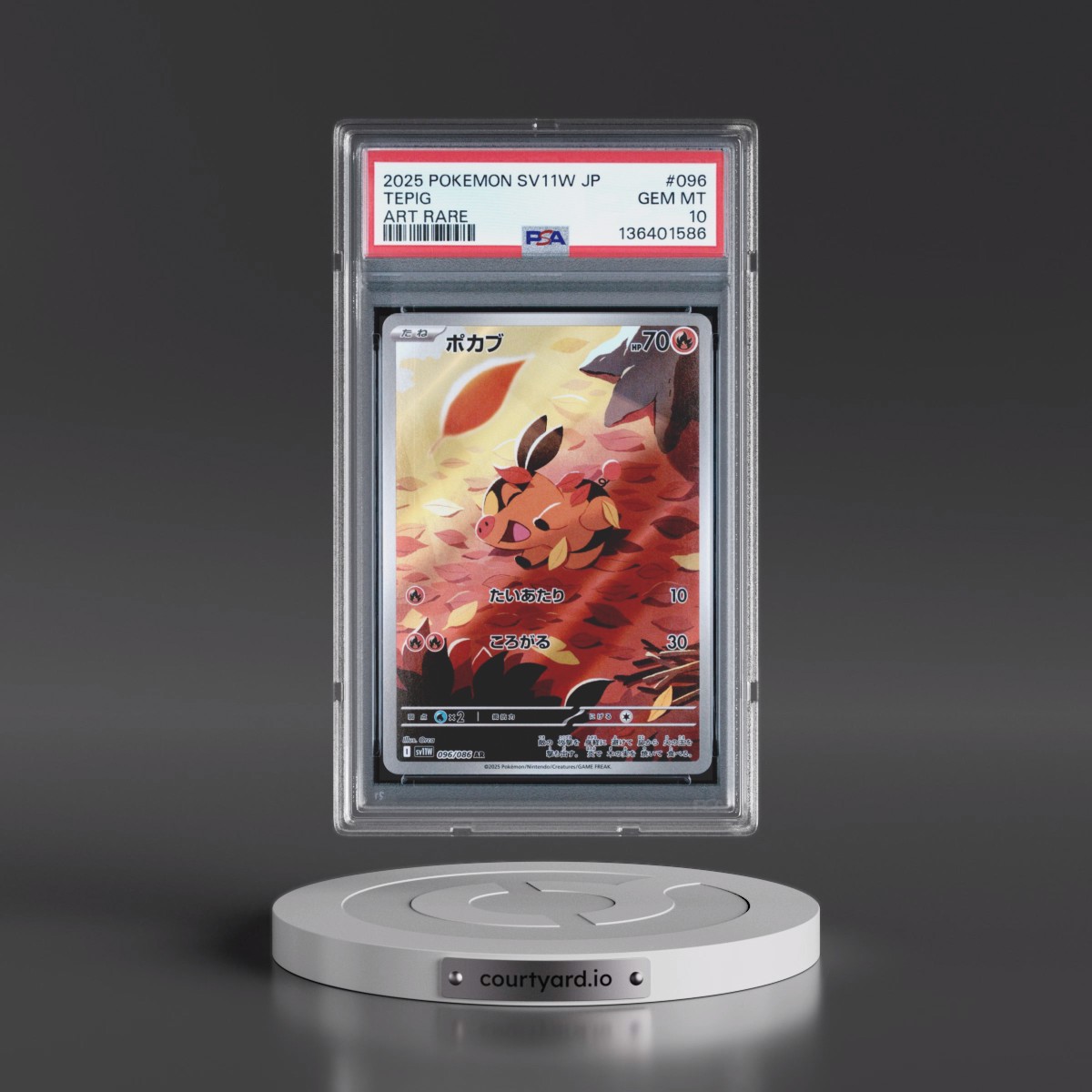 2025 Pokémon Sv11w-White Flare #096 Tepig - Art Rare (PSA 10 GEM MINT)