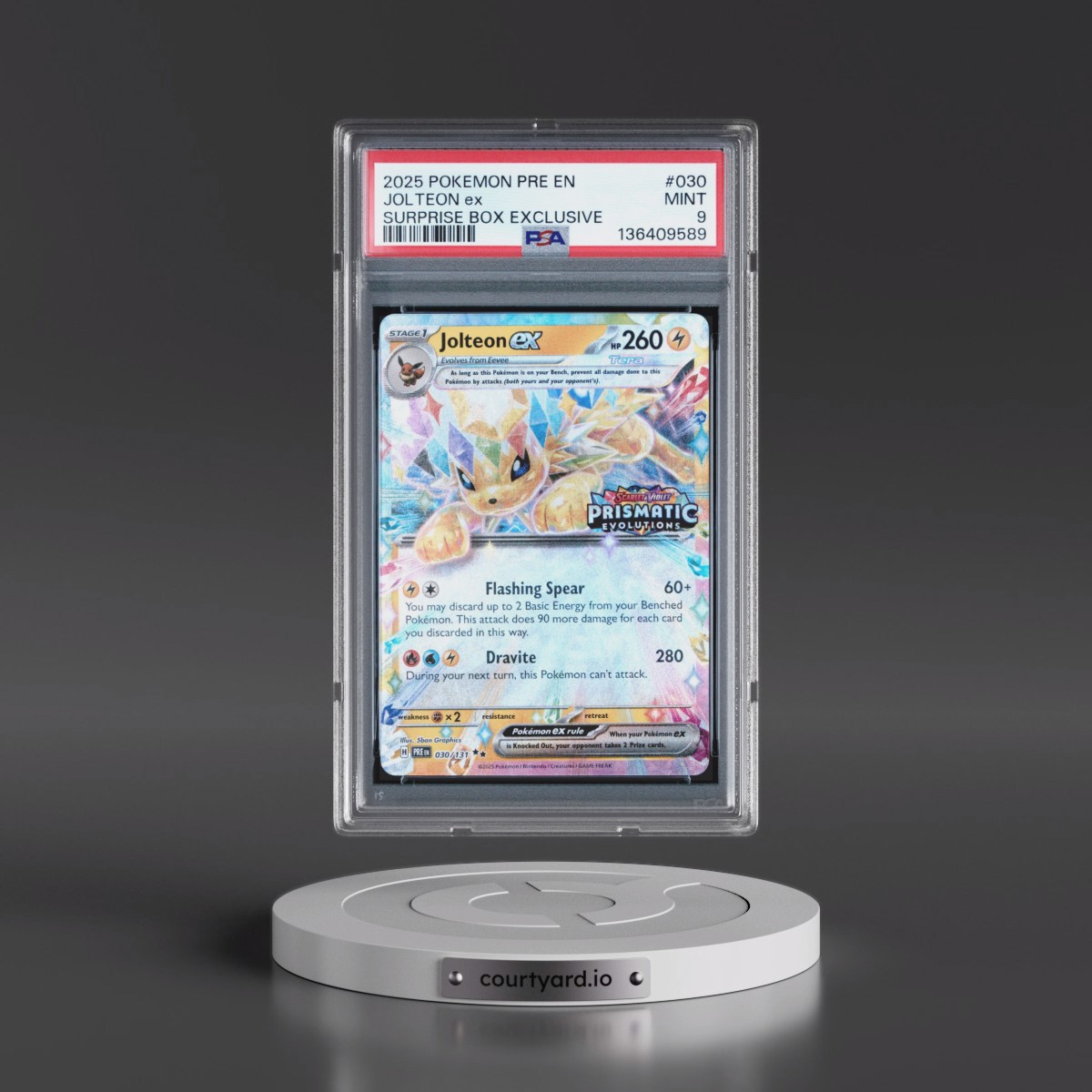 2025 Pokémon Pre EN-Prismatic Evolutions #030 Jolteon EX - Holo Surprise Box Exclusive (PSA 9 MINT)