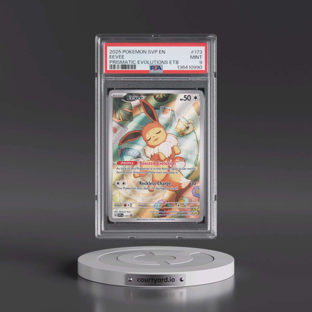 2025 Pokémon Svp EN-SV Black Star Promo #173 Eevee - Prismatic Evolutions Elite Trainer Box (PSA 9 MINT)