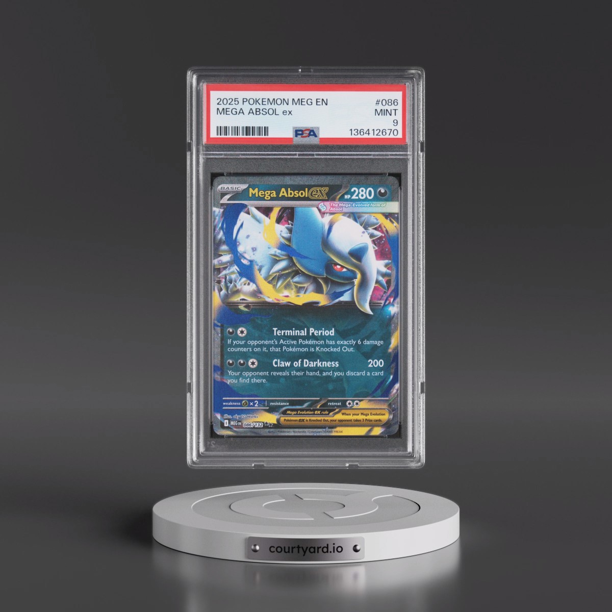 2025 Pokémon Meg EN-Mega Evolution #086 Mega Absol EX - Holo (PSA 9 MINT)
