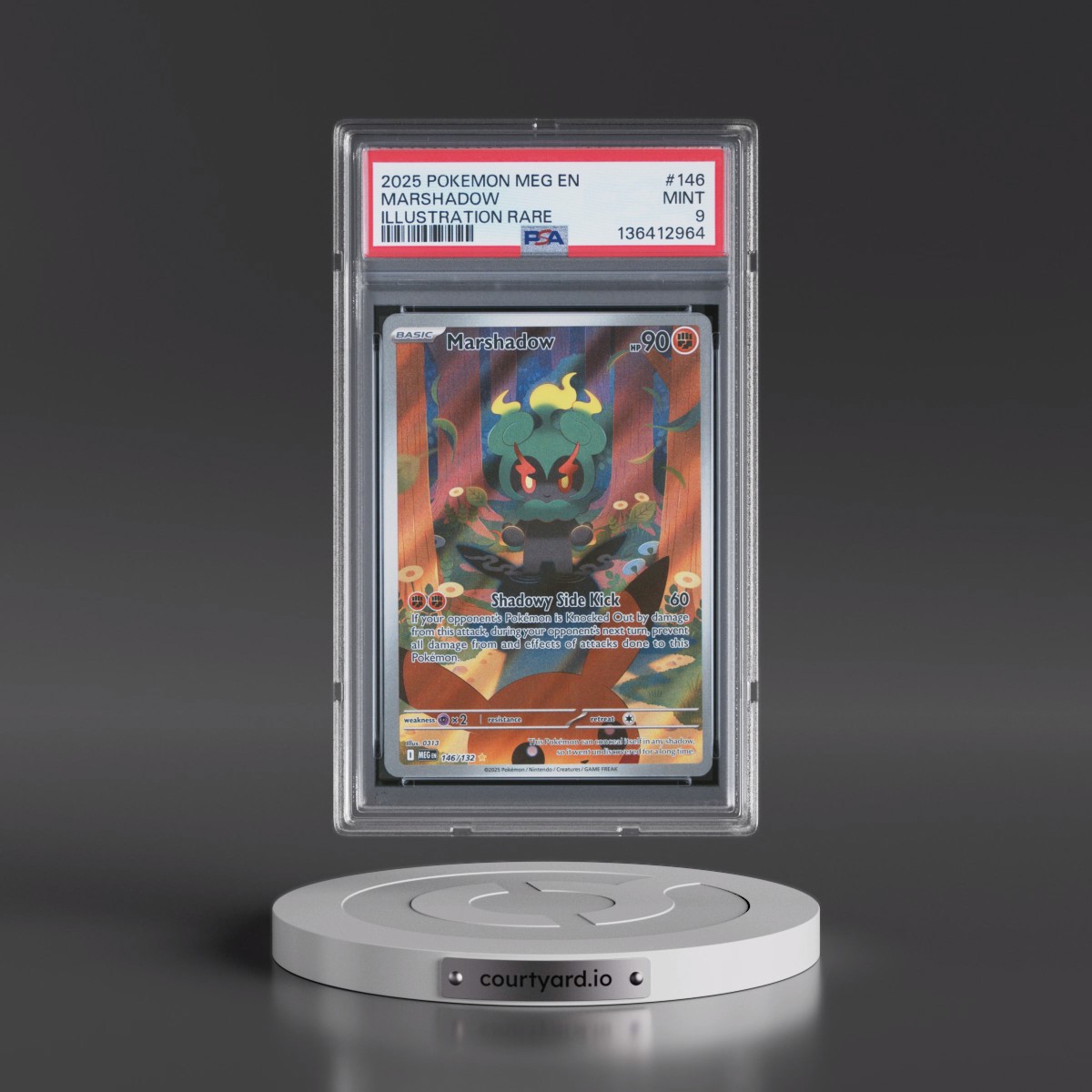 2025 Pokémon Meg EN-Mega Evolution #146 Marshadow - Illustration Rare (PSA 9 MINT)