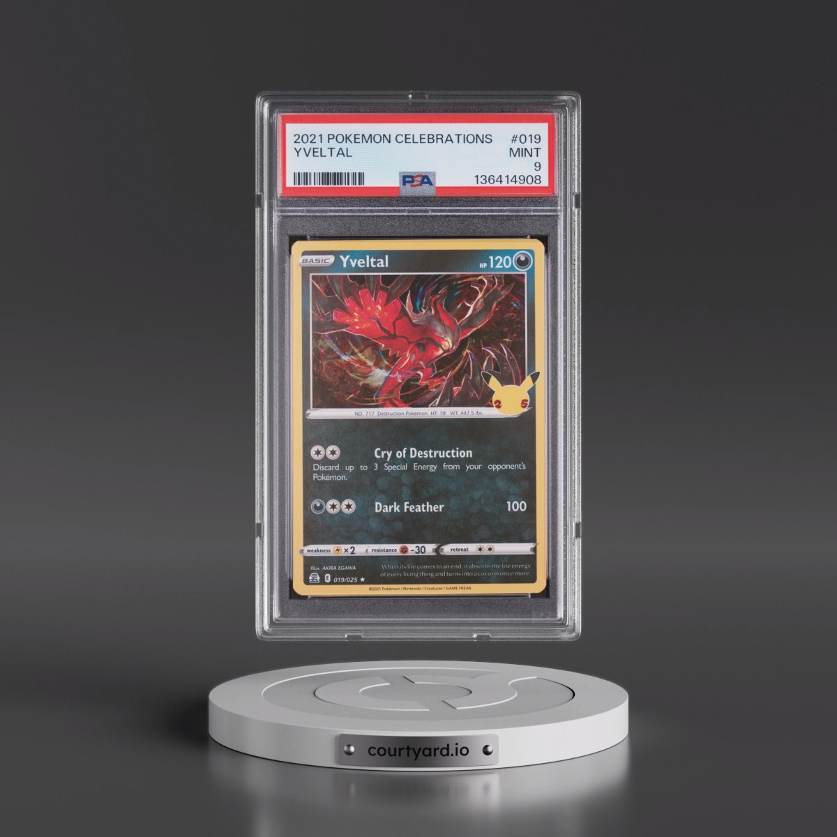 2021 Pokémon Celebrations #019 Yveltal (PSA 9 MINT)