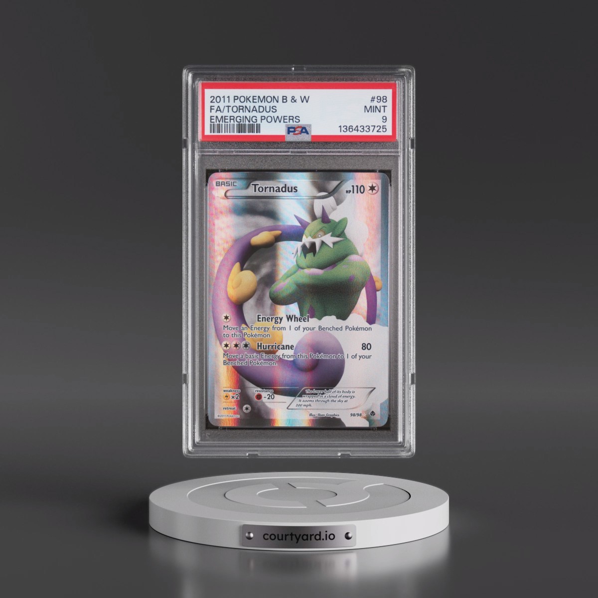 2011 Pokémon Black & White Emerging Powers #98 Tornadus - Full Art (PSA 9 MINT)