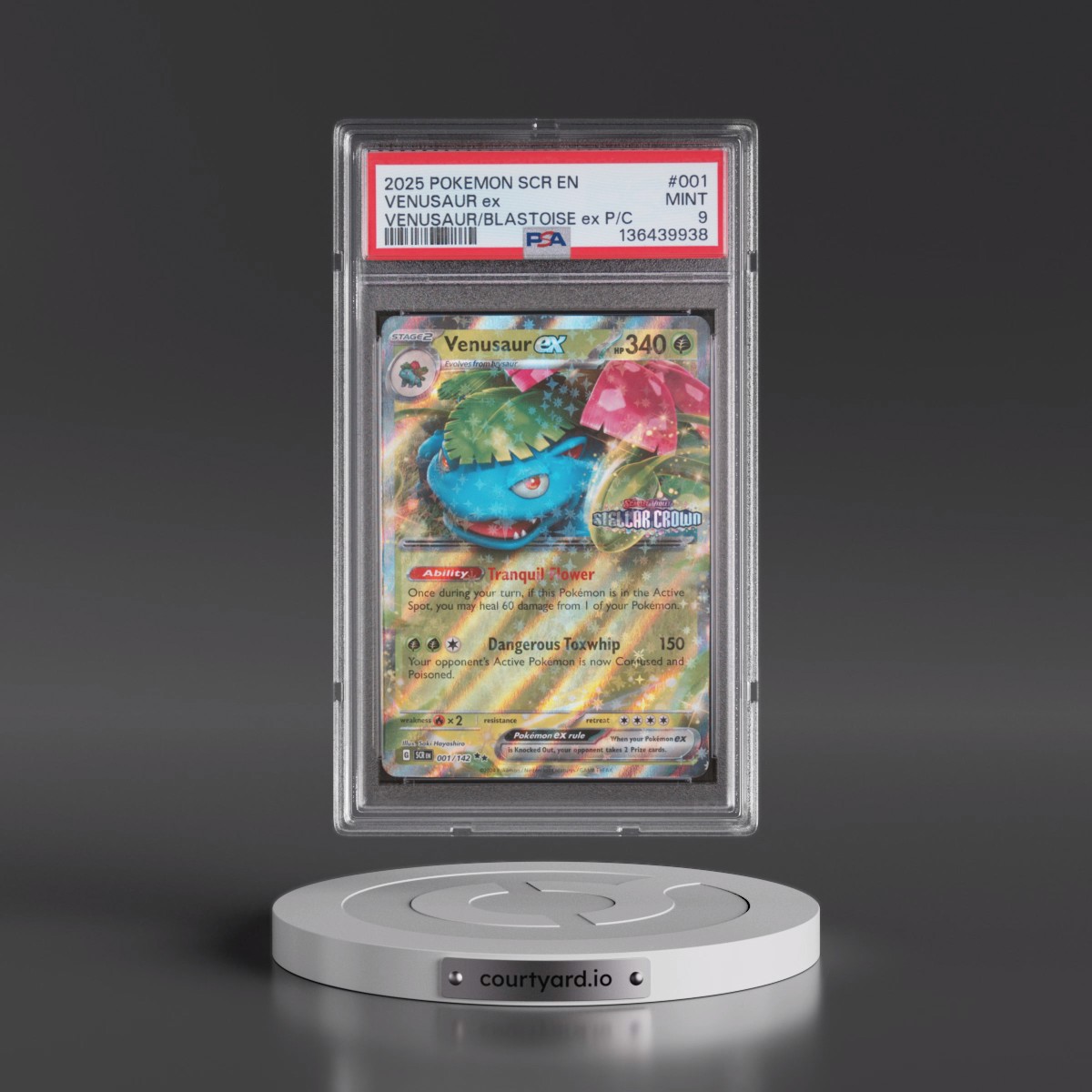 2025 Pokémon Scr EN-Stellar Crown #001 Venusaur EX - Holo Venusaur EX & Blastoise EX Premium Collection (PSA 9 MINT)