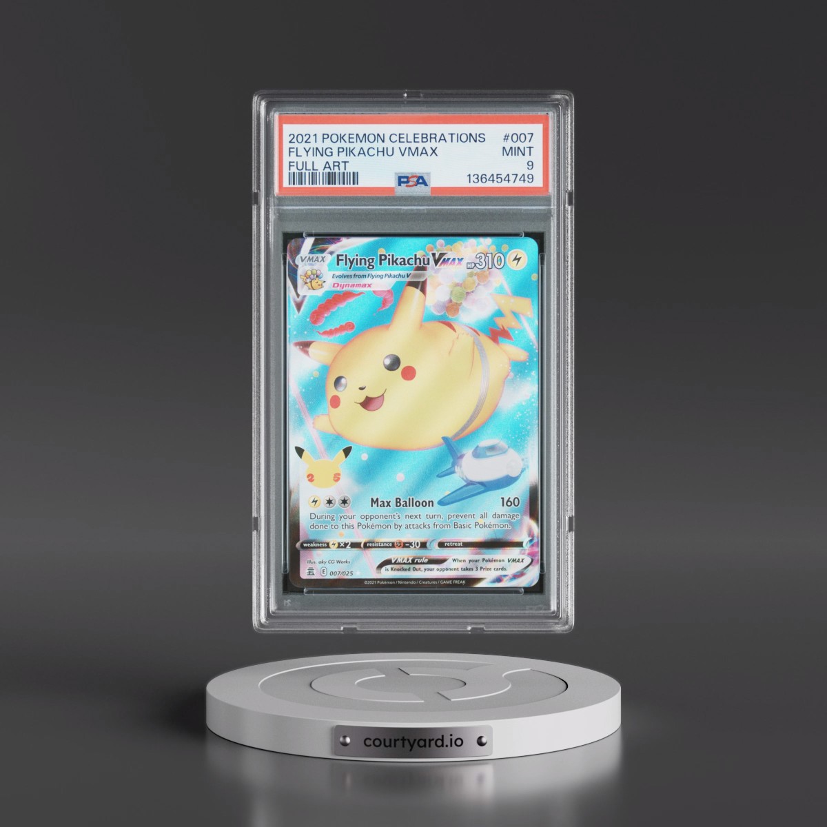 2021 Pokémon Celebrations #007 Flying Pikachu Vmax - Full Art (PSA 9 MINT)