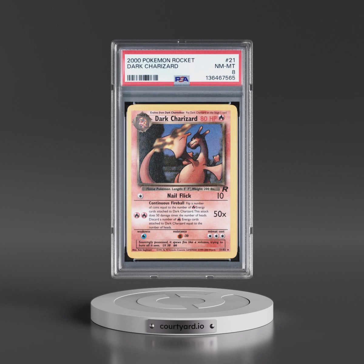 2000 Pokémon Rocket #21 Dark Charizard (PSA 8 NM-MT)