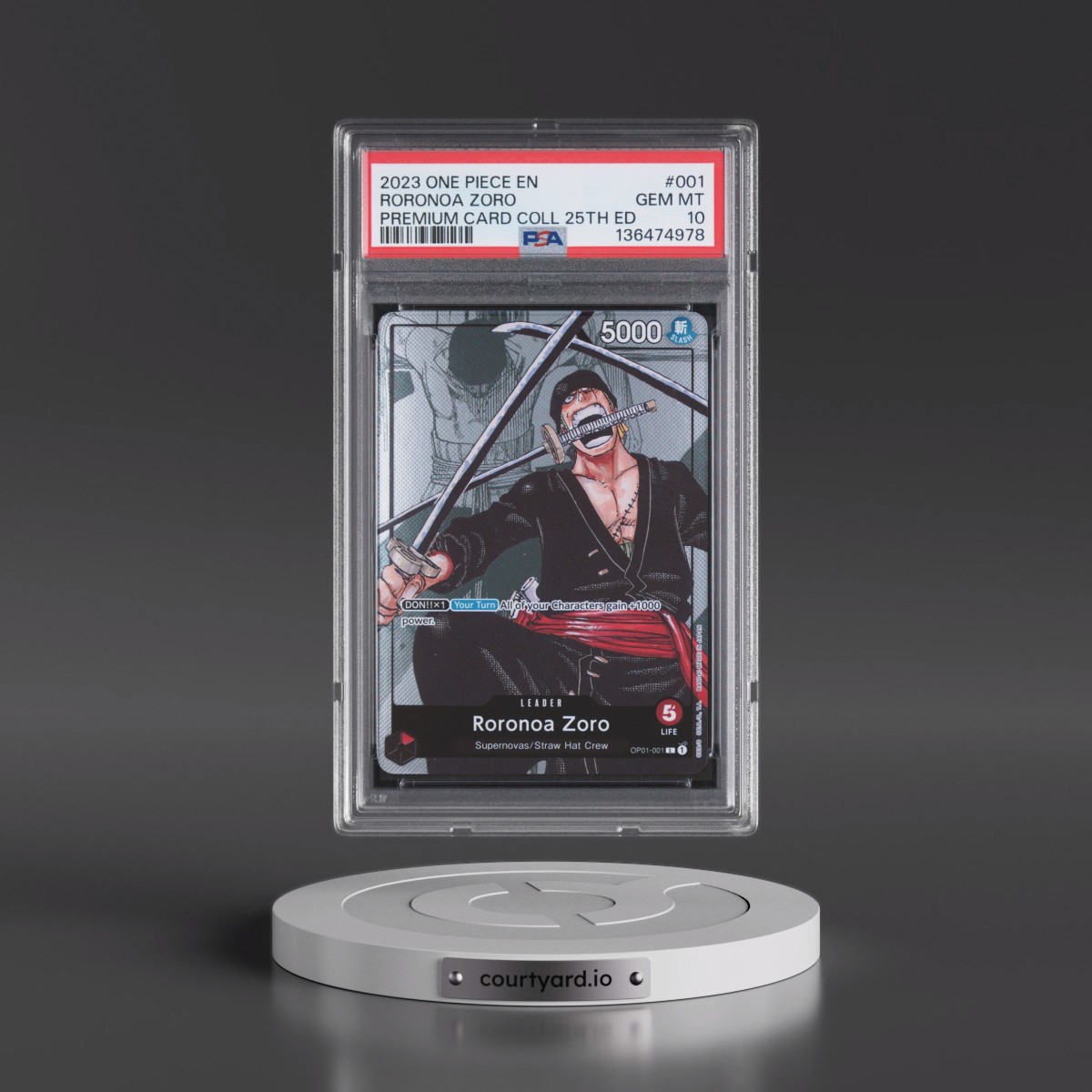 2023 One Piece Premium Bandai Premium Card Collection 25th Edition #001 Roronoa Zoro (PSA 10 GEM MINT)