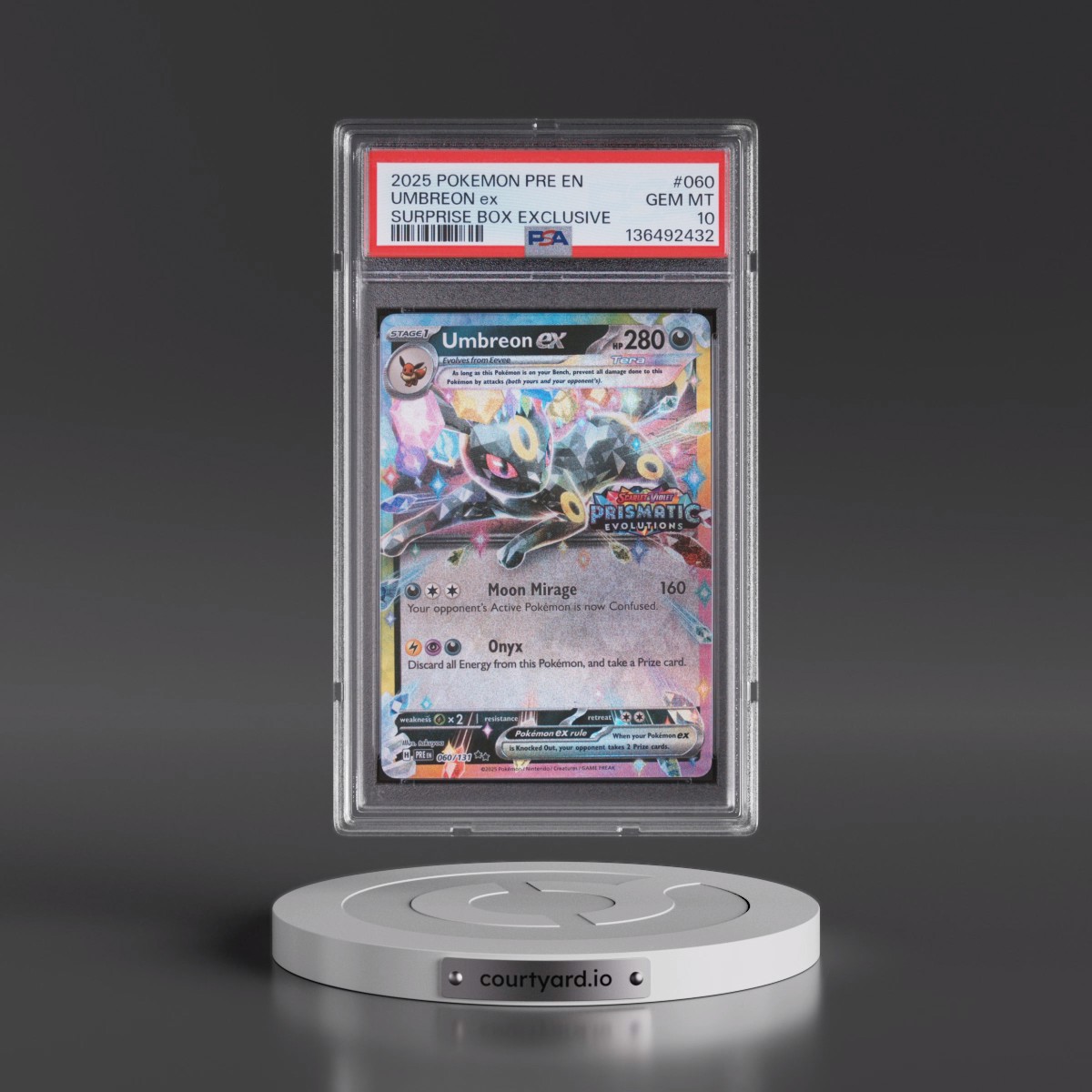2025 Pokémon Pre EN-Prismatic Evolutions #060 Umbreon EX - Holo Surprise Box Exclusive (PSA 10 GEM MINT)