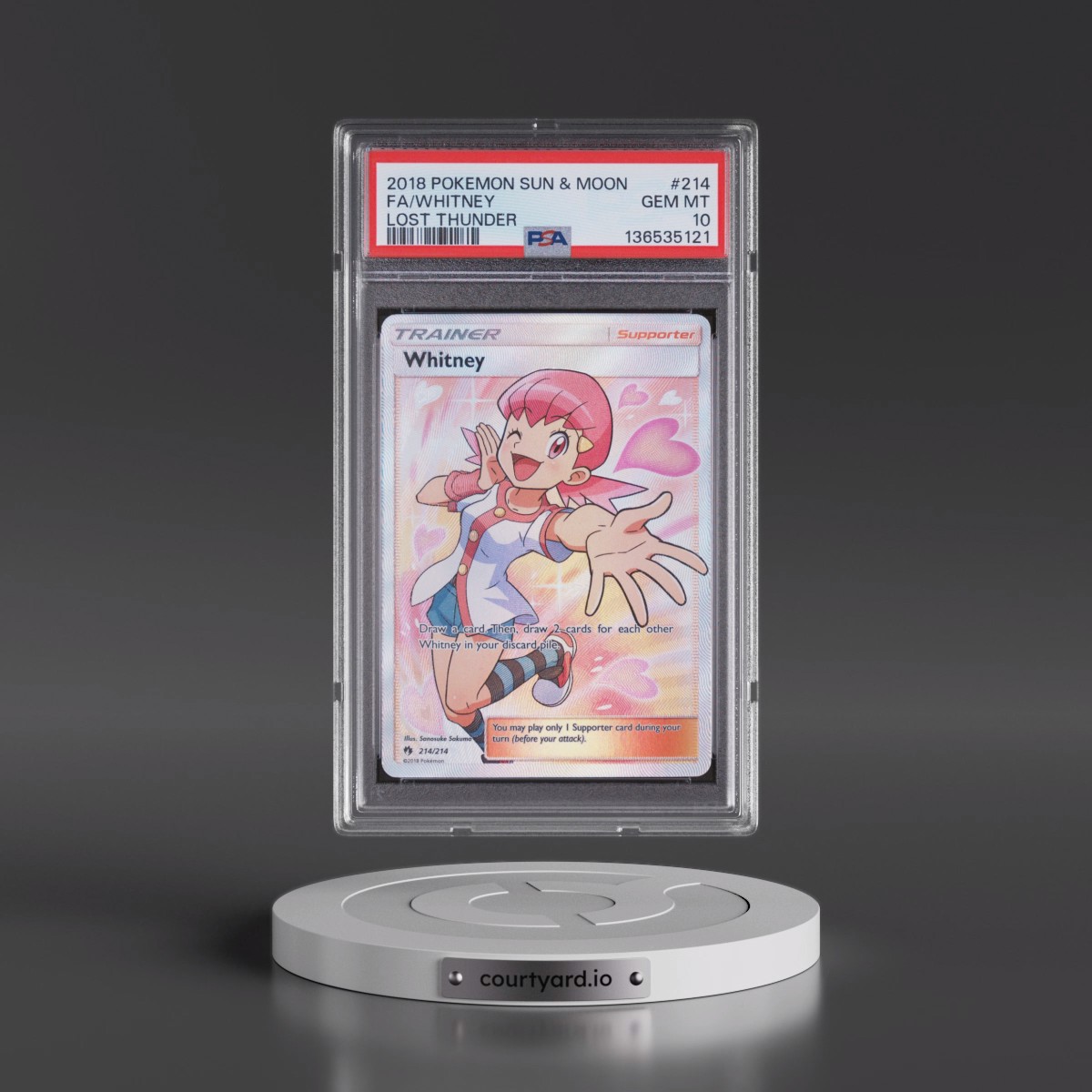 2018 Pokémon Sun & Moon Lost Thunder #214 Whitney - Full Art (PSA 10 GEM MINT)