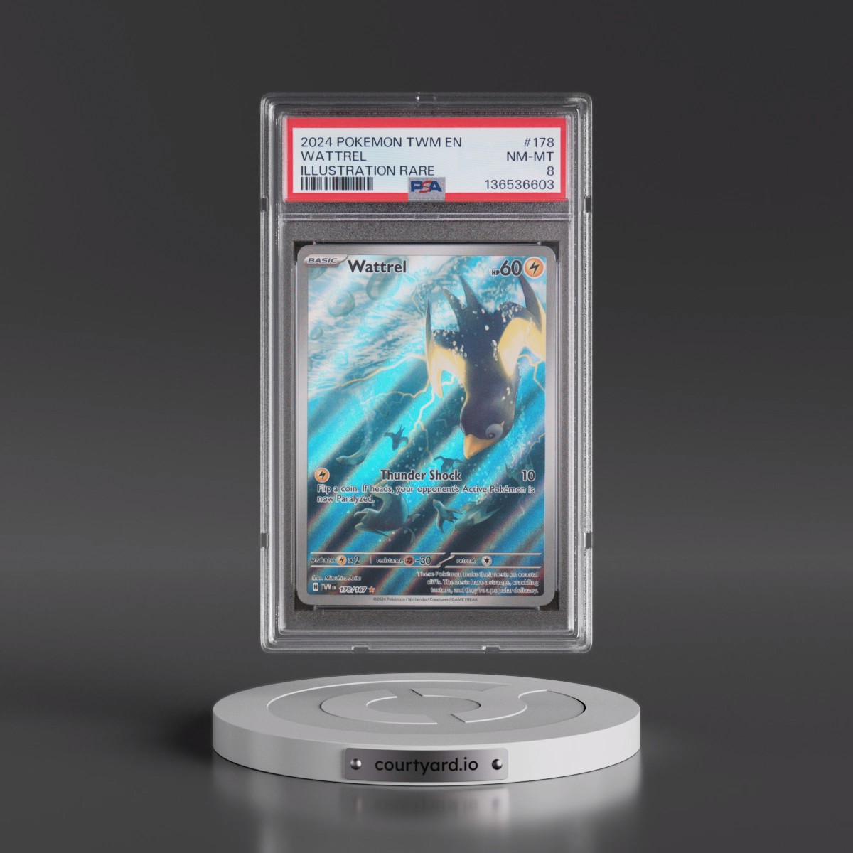 2024 Pokémon Twm EN-Twilight Masquerade #178 Wattrel - Illustration Rare (PSA 8 NM-MT)