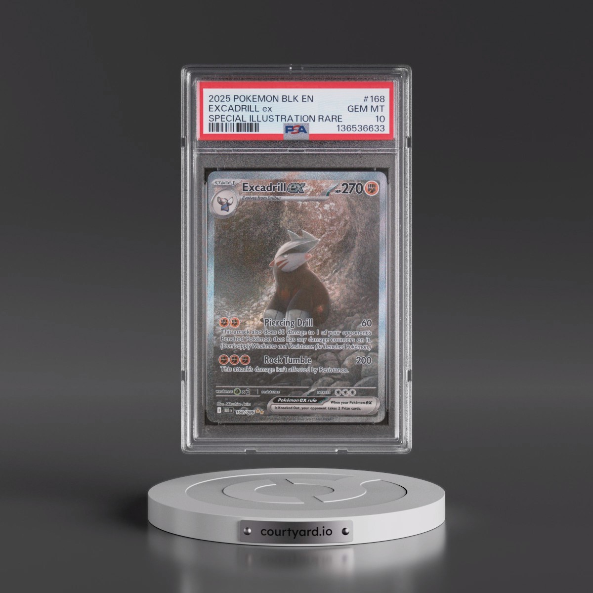 2025 Pokémon Blk EN-Black Bolt #168 Excadrill EX - Holo Special Illustration Rare (PSA 10 GEM MINT)