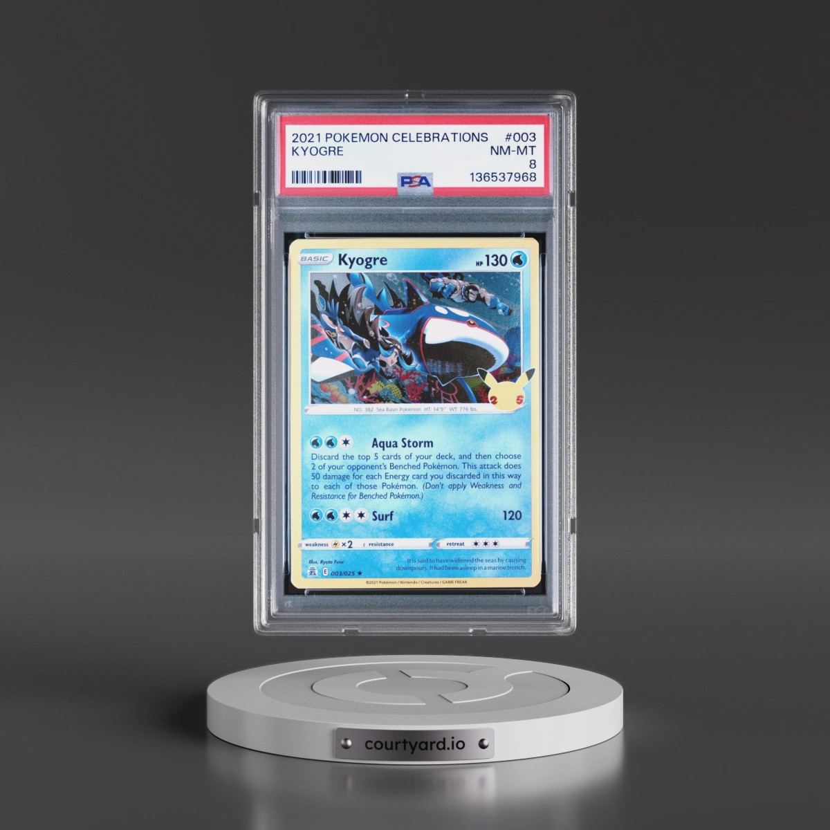 2021 Pokémon Celebrations #003 Kyogre (PSA 8 NM-MT)