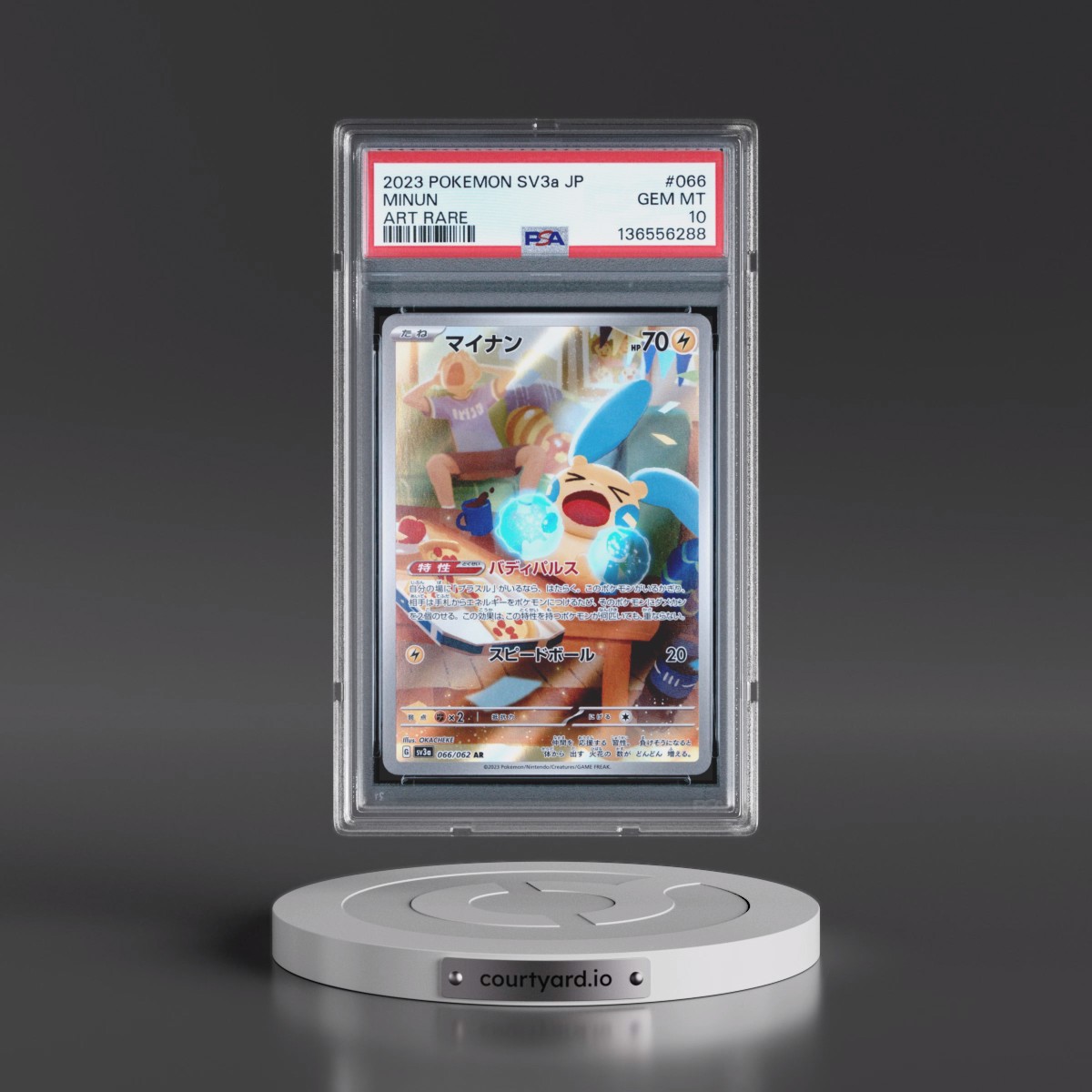 2023 Pokémon Sv3a-Raging Surf #066 Minun - Art Rare (PSA 10 GEM MINT)