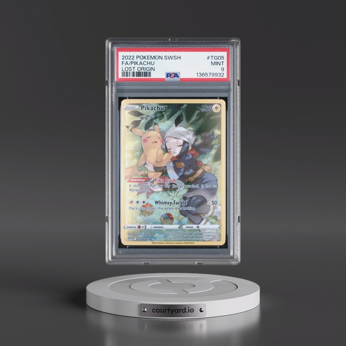 2022 Pokémon Sword & Shield Lost Origin #TG05 Pikachu - Full Art (PSA 9 MINT)