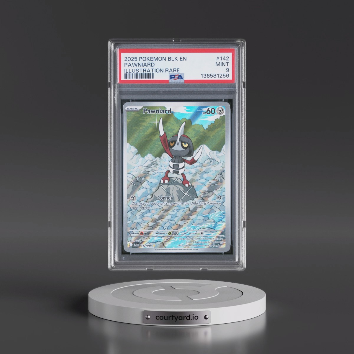 2025 Pokémon Blk EN-Black Bolt #142 Pawniard - Illustration Rare (PSA 9 MINT)