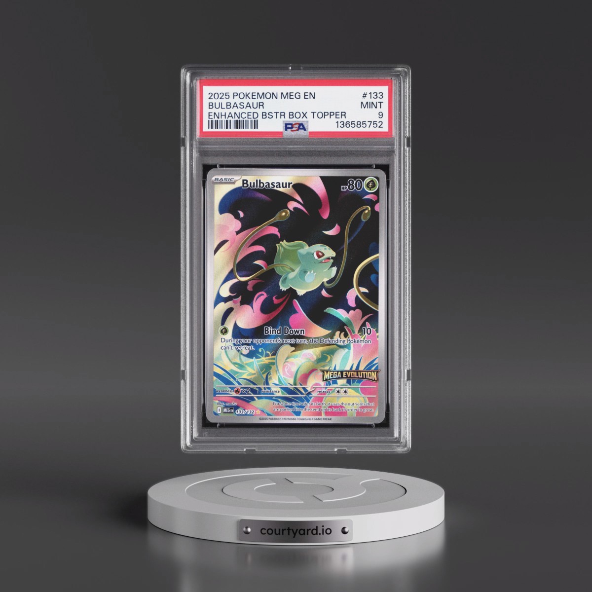 2025 Pokémon Meg EN-Mega Evolution #133 Bulbasaur - Enhanced Booster Box Topper (PSA 9 MINT)
