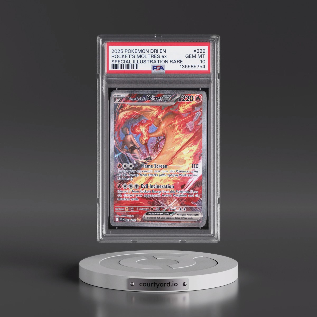 2025 Pokémon Dri EN-Destined Rivals #229 Team Rocket's Moltres EX - Holo Special Illustration Rare (PSA 10 GEM MINT)