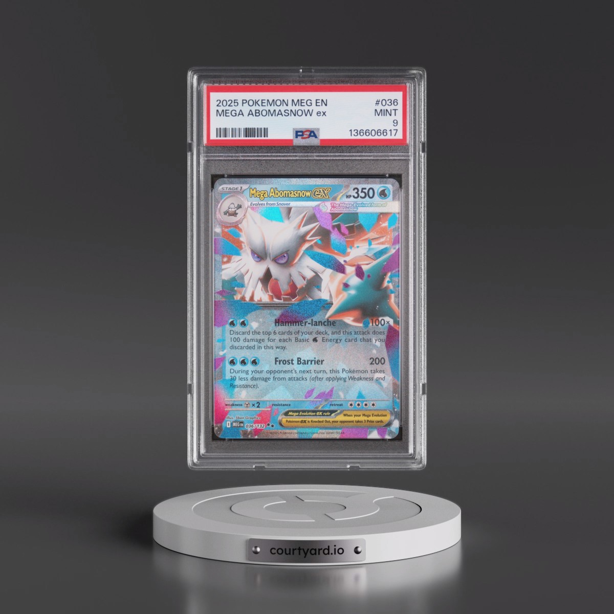 2025 Pokémon Meg EN-Mega Evolution #036 Mega Abomasnow EX - Holo (PSA 9 MINT)
