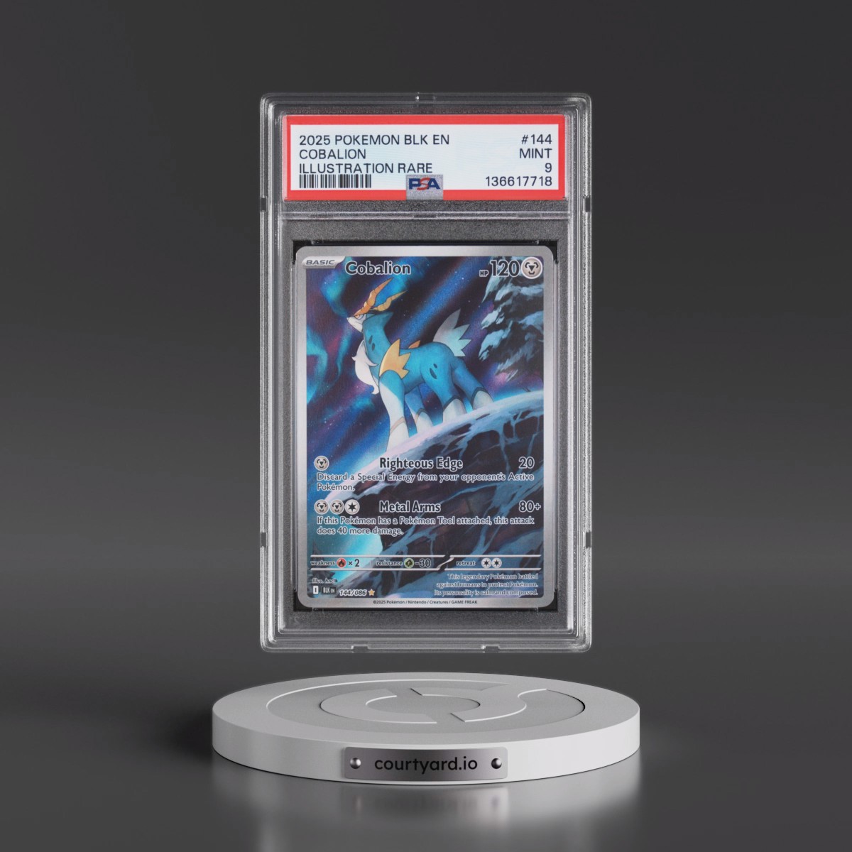 2025 Pokémon Blk EN-Black Bolt Cobalion - Illustration Rare #144 PSA 9